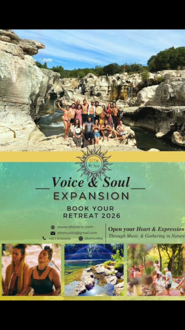 Warmly inviting you to the Voice & Soul Expansion Retreats, hosted by Sito Reno @sitomusika
6 day Immersions in July and September
on the magnificent land L’eau et Lumière in Southern France. 🌅☀️🍯
30th June to 5th July
And
31st August to 5th September
I’ll be there to co-facilitate, bring music, lift spirits, encourage expansions ☀️💙
Find all the info via @sitomusika bio.
Can’t wait to see yous and renew in reunion 😉🌳🌱
