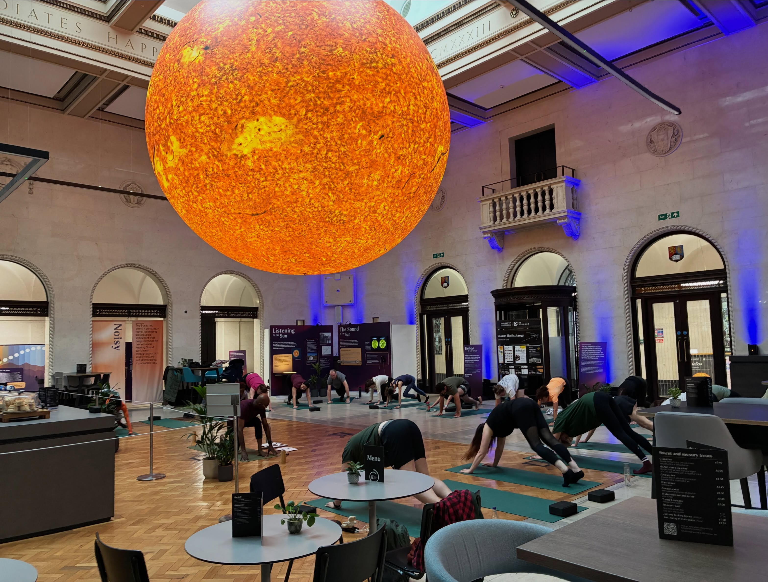 This week, we came together at the stunning @exchangebirmingham in Birmingham to practice yoga under @lukejerramartist stunning structure helios for a sold out yoga practice.
This 5 m wide structure was the focus of our class, using traditional salutations and asanas to connect with our body and honour the sun with all it’s intricacies, suns spots and flares.
Sun salutations are a series of 12 asanas, which increase flexibility, core strength, will power and confidence. It is a meditative practice where you can lose yourself in the movements, while allowing heat to be generated in a way that mirrors the heat of the sun.
When Birmingham comes together like this, to access wellness in unique ways, it makes me so proud to be born and bred in this city!I love to support you through this practice, meet new people and help take their first steps into yoga, and reconnect with students from the past!
Massive thank you to the exchange and @unibirmingham for helping this event be a massive success!!