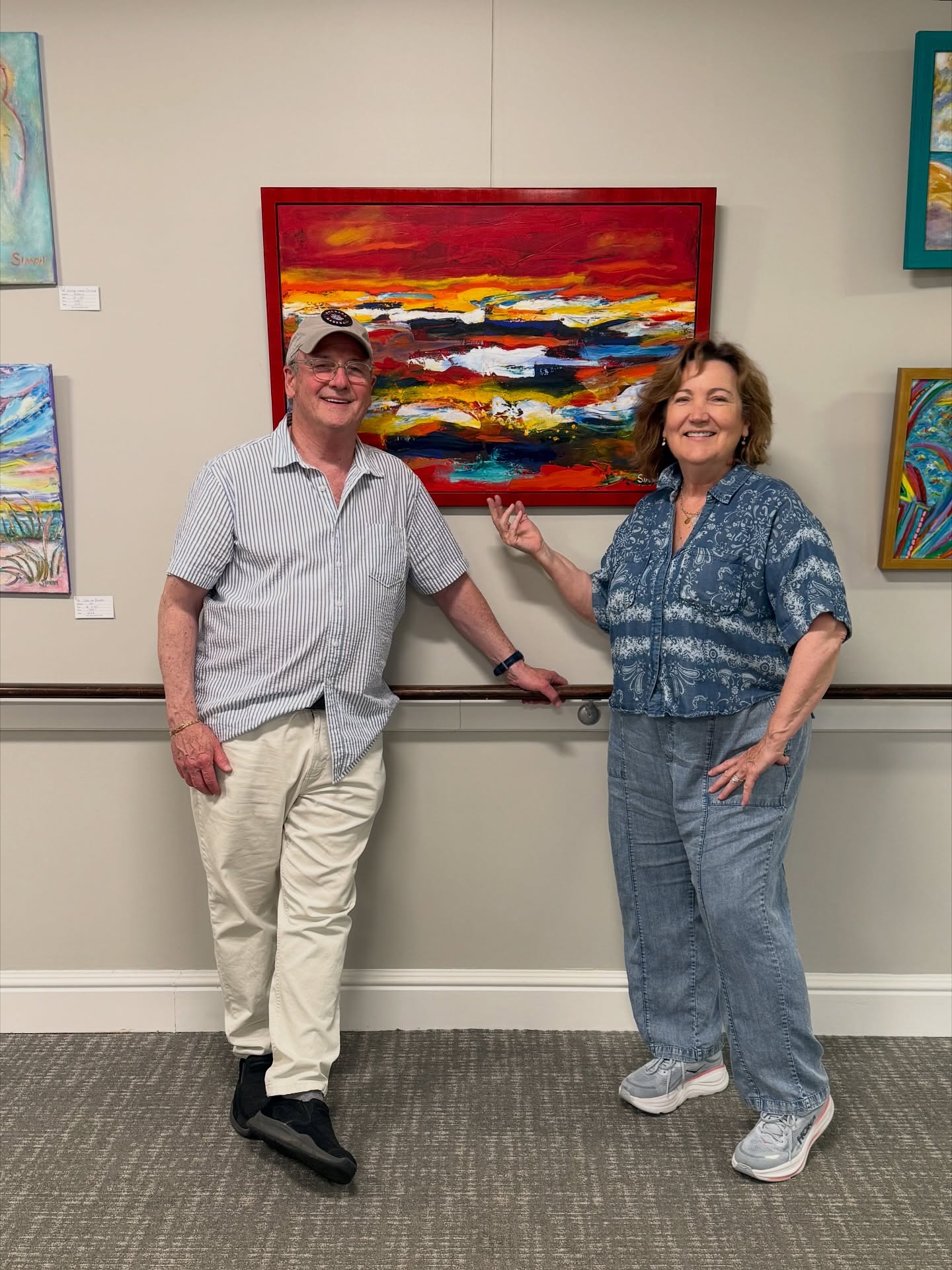 Hello friends. I have an exhibit of 29 of my paintings at @pennybyrn_at_maryfield now through August 15. It’s a resident’s exhibit in the Community Center downstairs the elevator at the dining area.
You’re welcome to visit as a guest at 109 Penny Road in High Point & sign in at the lobby front entrance.
My paintings are from 1978 to present, abstract to impressionism.
Thank you Pennybyrn for inviting me, it’s wonderful to see the interaction of my colors in one larger space.
My website is www.garysimonci.com w my artist statement & links to IG also 🎨😊👋
#artexhibit #colour #impressionism #garysimonci #highpointnc #oilpainting #acrylicpainting #art
