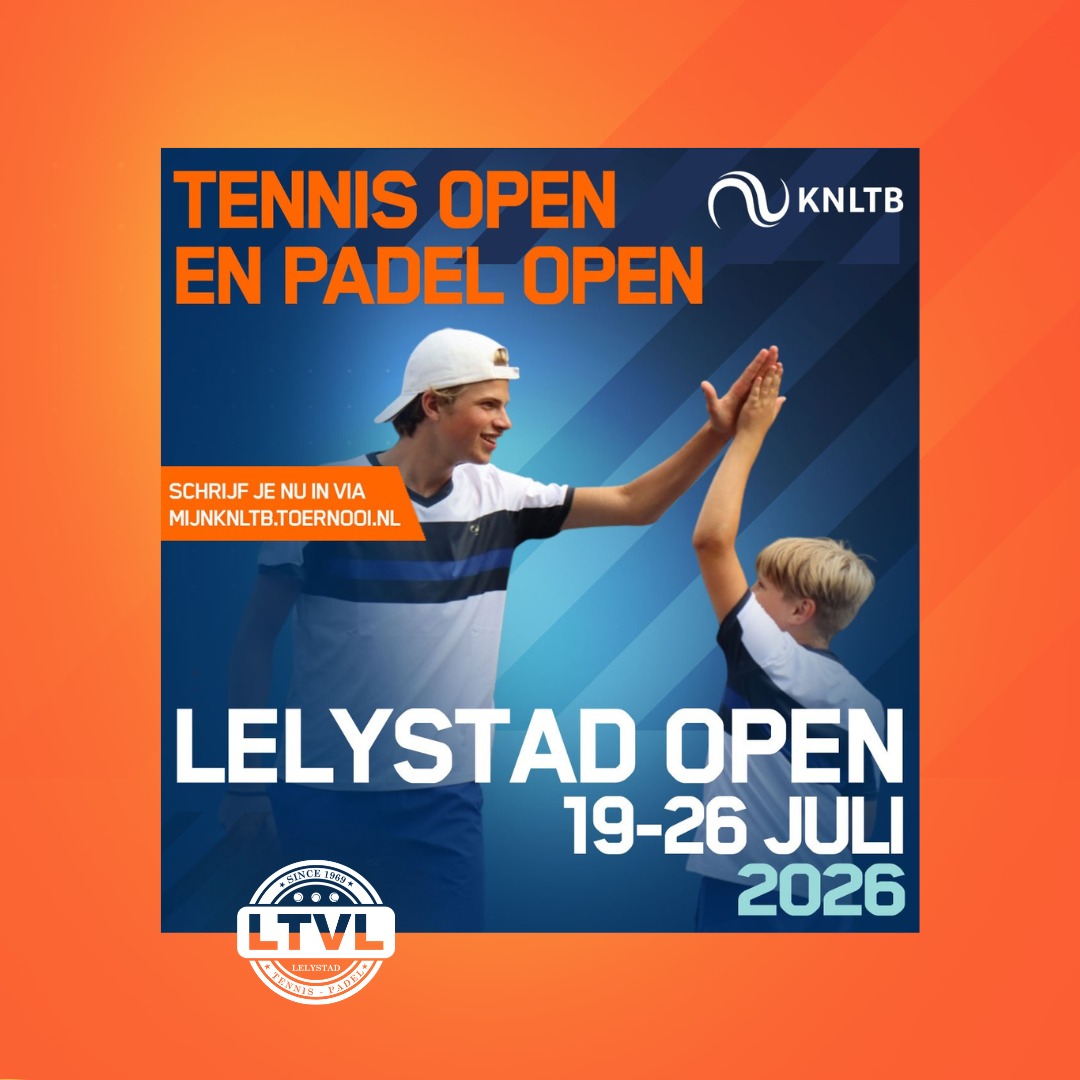 🎾 Het Lelystad Open 2026 belooft opnieuw een fantastische sportweek te worden!
Ook dit jaar organiseert LTVL een officieel FIP padeltoernooi, waarmee internationale topspelers naar Lelystad komen. Daarnaast staat er een NRT-500 op het programma en zijn er wedstrijden voor spelers van vrijwel ieder niveau.
Nieuw dit jaar is het eendaags 60+ toernooi op maandag 20 juli, uiteraard compleet met heerlijk gebak van Prins. En natuurlijk draait het niet alleen om de sport. Toeschouwers kunnen de hele week genieten van de buitenkeuken van @debrasslelystad , een gezellige barcontainer met tap en de unieke sfeer die het Lelystad Open inmiddels zo bijzonder maakt.
Of je nu komt voor topniveau tennis en padel, zelf de baan op gaat of gewoon een gezellige avond op het park wilt beleven: er is voor iedereen iets te beleven.
☀️ Een week vol actie, topsport, gezelligheid, sportiviteit en hopelijk veel zon.
Wij zien je graag tijdens het Lelystad Open 2026!
#LelystadOpen2026 #ltvl #fipbronze #knltbtoptennis #knltbpadel #nrt500 #Lelystad #Sportiviteit #Topsport #allesvoorpadel #gemeentelelystad #provincieflevoland #expecttheunexpected👈🏿👈🏿👈🏿