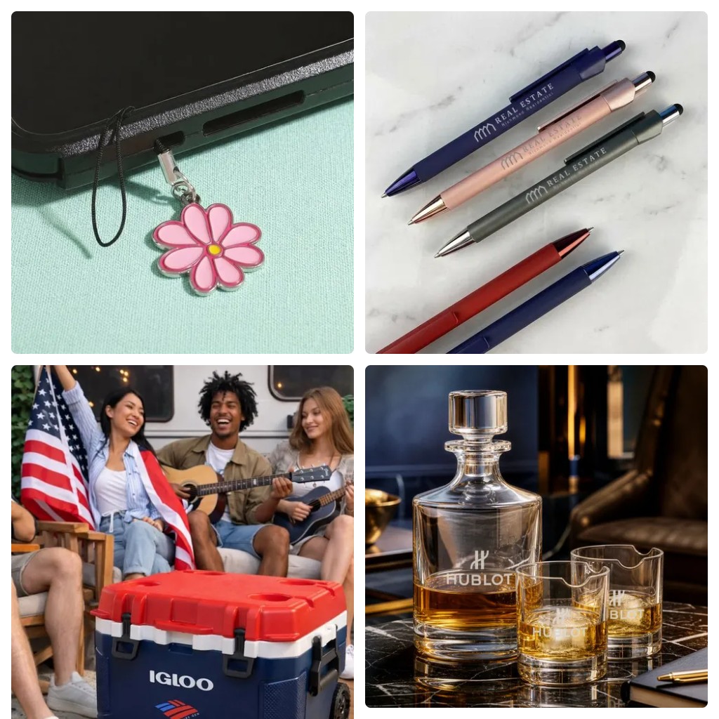 Show your staff and customers you appreciate them with promotional swag that’s sure to impress. Make a lasting impression with branded merchandise! #ShoeCharms #MetalPens #Coolers #Drinkware