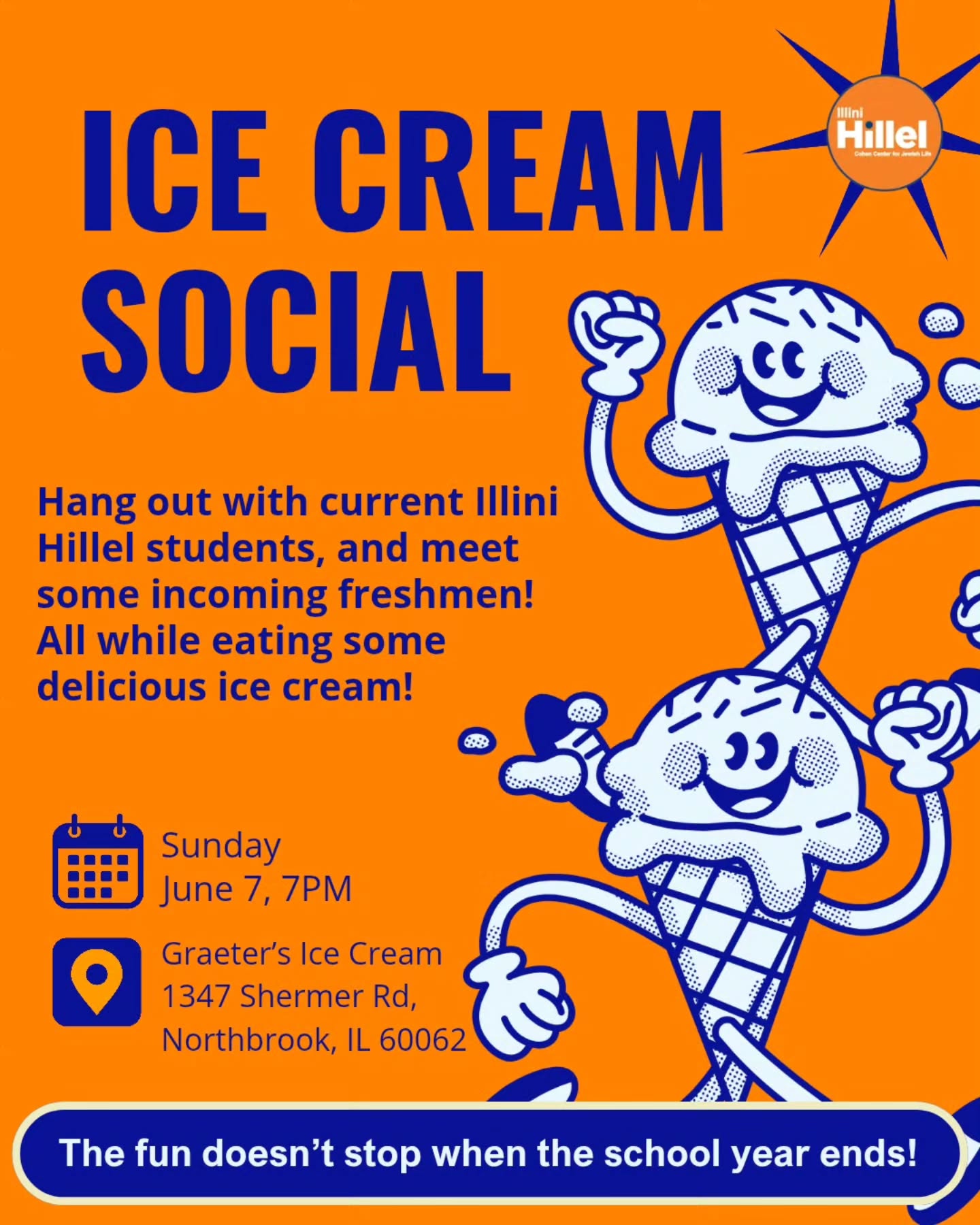 Let us buy you ice cream this Sunday at Graeter's Ice Cream in Northbrook! Come join @lela.illinihillel and your Hillel friends and meet some new ones!