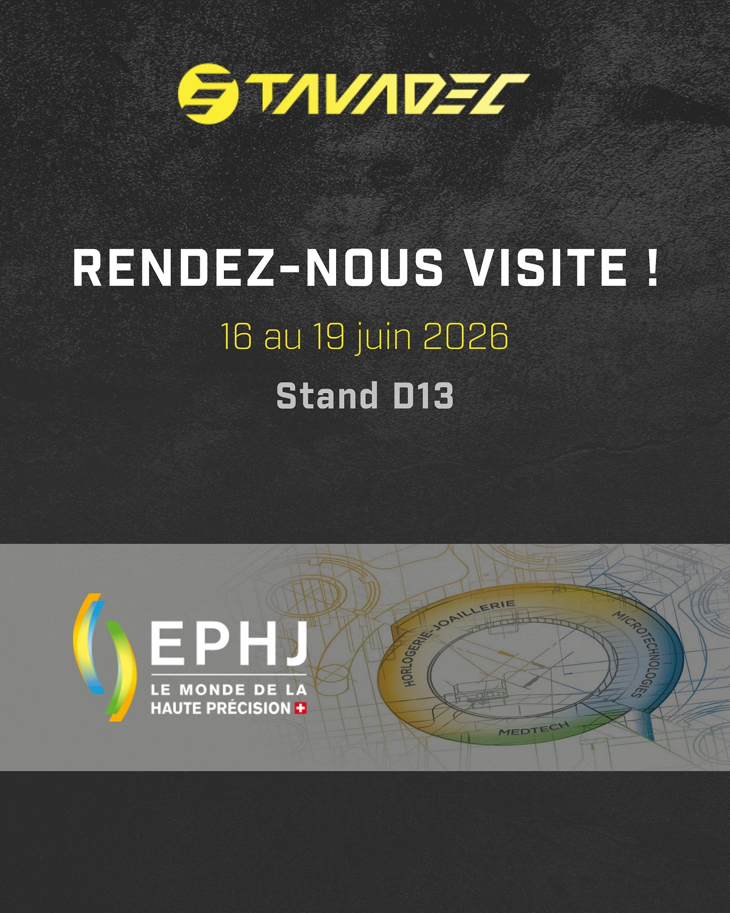 đ Du 16 au 19 juin 2026, retrouvez-nous au salon EPHJ Ă GenĂšve â visitez notre stand D13.
Plongez dans l'univers de la prĂ©cision micromĂ©canique, oĂč chaque micron compte et oĂč les dĂ©tails techniques font toute la diffĂ©rence.
Ăchangeons sur vos projets et rĂ©inventons ensemble le mouvement.
Nous nous rĂ©jouissons de votre visite ! đ
#tavadecsa #ephj2026 #palexpo #microtechnique