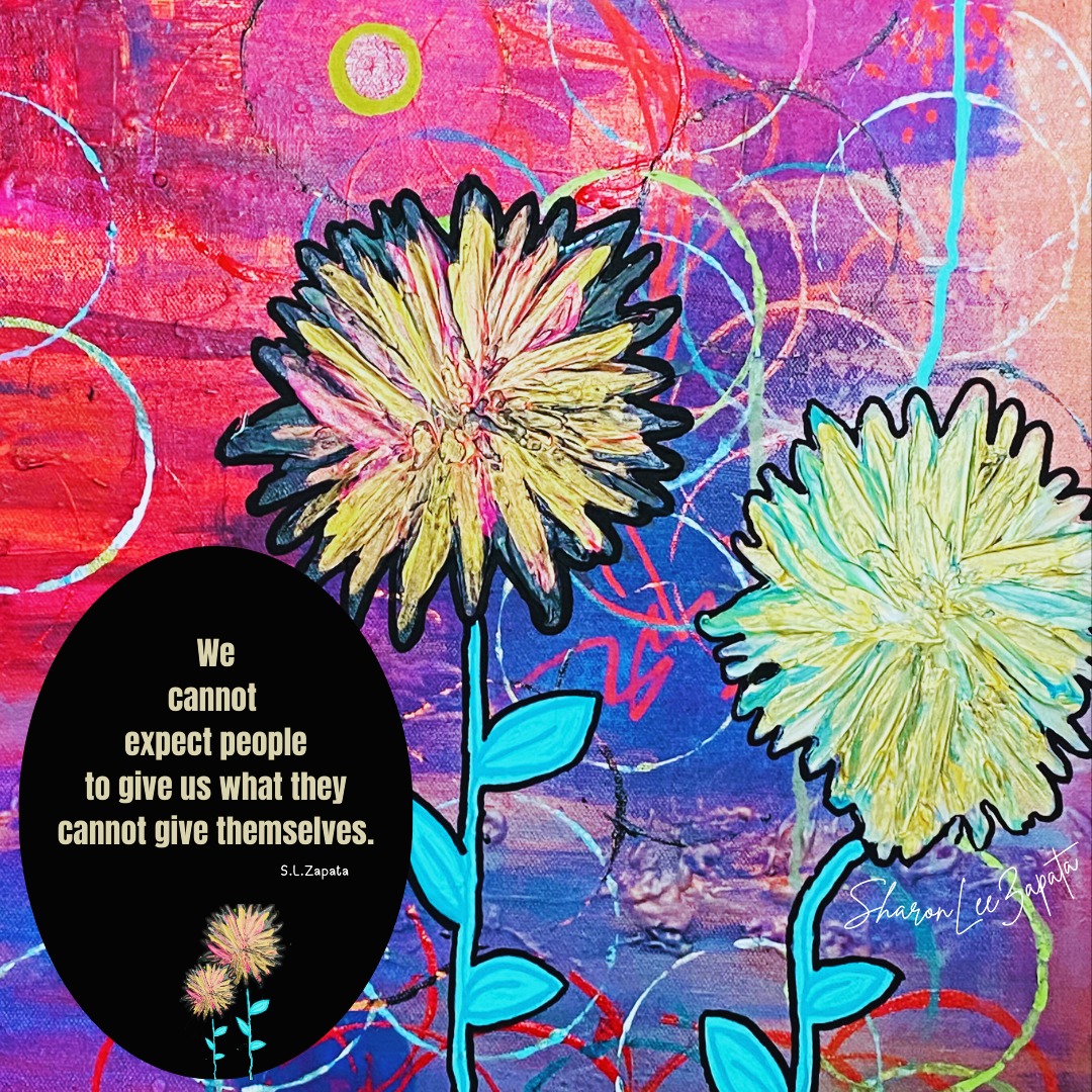 "We cannot expect people
to give us what they cannot give
themselves." ~ Sharon L. Zapata
🧩
My Art is simple: short stories of how we all have been through
a struggle ~
a tragedy ~
a hard lesson learned ~
personal transformation ~
🌹
If you haven’t already figured it out, all these little happy 🌻flowers I create?
🌷
Perhaps this is why
I am drawn to🌻 flowers
Because of their quiet defiance
🌟
Flowers bloom boldly
without ever asking why or if they should.
🌸
Today and every day, I encourage you to create something for yourself. No need to ask for approval
Just you and your inner soulful creativity
No perfection
Just your inner expression
❤️
Start small... get an Art Journal started
🌟
Shine bright!
𝓢𝓱𝓪𝓻𝓸𝓷