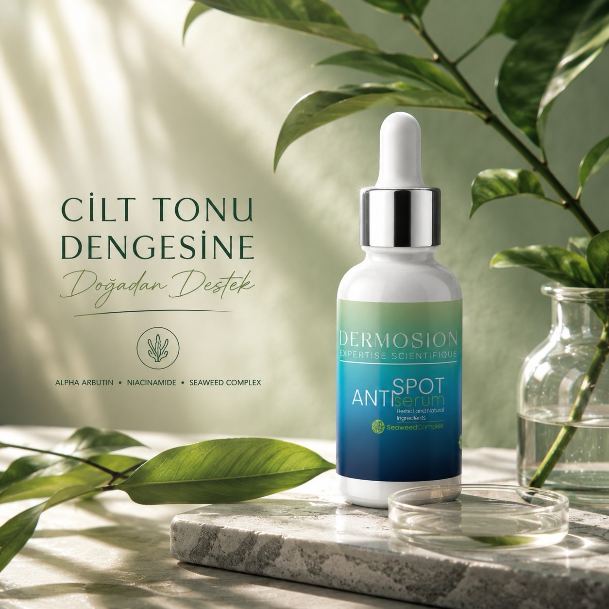 Cilt tonu dengesine doğadan gelen bakım dokunuşu 🌿
Alpha Arbutin, Niacinamide ve Yosun Ekstraktı ile zenginleştirilmiş Dermosion Anti-Spot Serum; cildinizin daha aydınlık ve eşit tonlu bir görünüme kavuşmasını desteklemeye yardımcı olur. ✨
Doğadan ilham alan bilimsel cilt bakımı 🌿💧… #dermosion #cilt #ciltbakımıvegüzellik #ciltsağlığı #skincareroutine