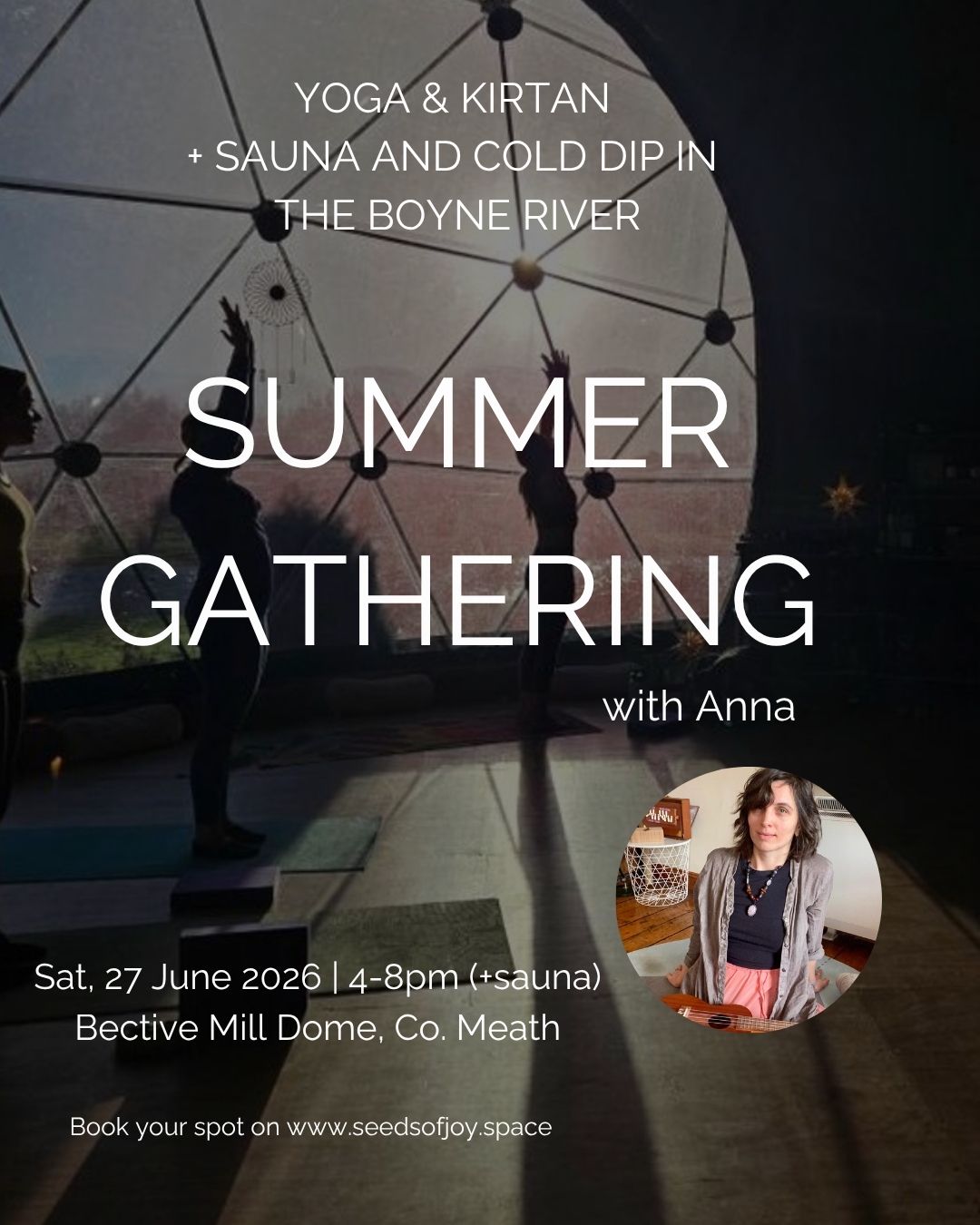 Join me for this mini retreat in @bectivemill on Sat 27 June 4pm to celebrate Summer Solstice! Summer Solstice is the height of summer, light, sun, nature in full bloom. Let's tap into the energy of the season.
This Summer Gathering is an invitation to come together for an afternoon of Embodied Hatha Yoga, Kirtan (Daniel will be joining me on his bouzouki), community and snacks, relaxation with sound and optional sauna and cold dip in the Boyne.
Kirtan is a communal singing of sacred mantras to open our hearts, connect to the divine nature within ourselves and experience unity among the community.
We will be supported by the landscape at the Bective Mill which is located by the River Boyne in Co. Meath.
Join in for this mini retreat. Price starts at 45 euro excluding the sauna. Sliding scale available.
All the info is on my website!
If you don't have a car, let me know and I might be able to organise car pooling for you.
X
Anna