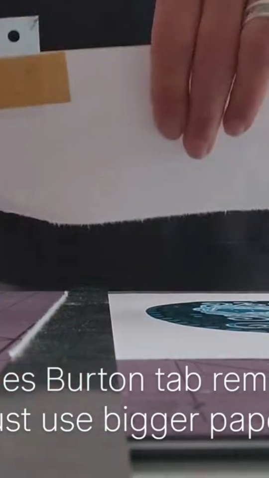 Printing tip!
Don't get the hairdryer out to try and peel off that tape. Just use a bigger bit of paper. Tear that off, remove your tabs and keep the paper for ink tests or tiny prints. Easy peasy.
#TernesBurton
#linocuts
#registration
#printingtip
