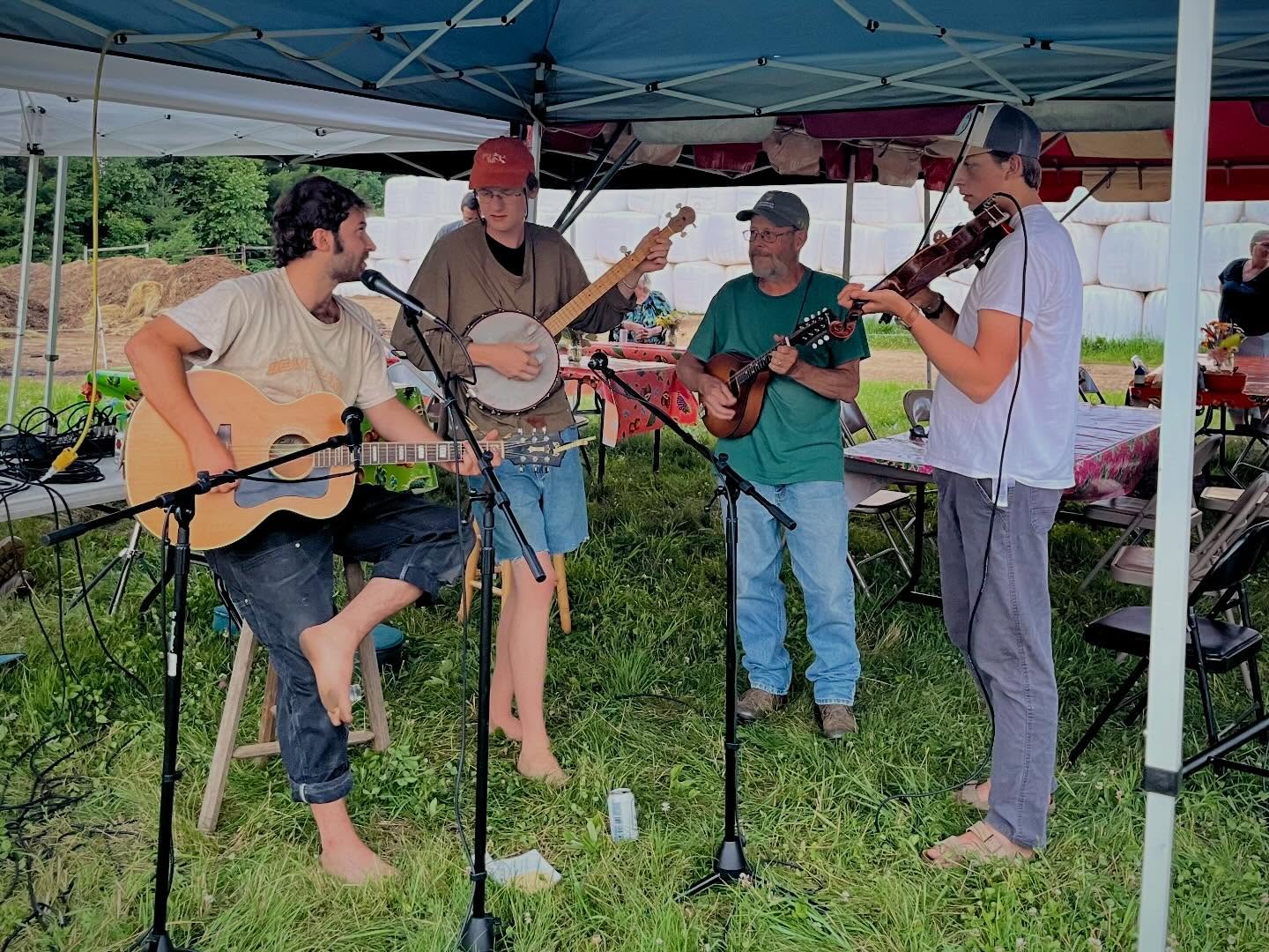 Potluck Pig Roast will be here again in a heartbeat, Saturday, July 11.
The highlight of summer in Durham, Maine. Bring a dish, bring a friend, hang out and listen to live music, chat with new friends by the grill where we’ve roasted a whole hog and 15 chickens.
Wander our idyllic protected farm and see the animals, Crow’s Nest Tiny House and the Farm Store.
Get your tix now, they usually sell out before the event.