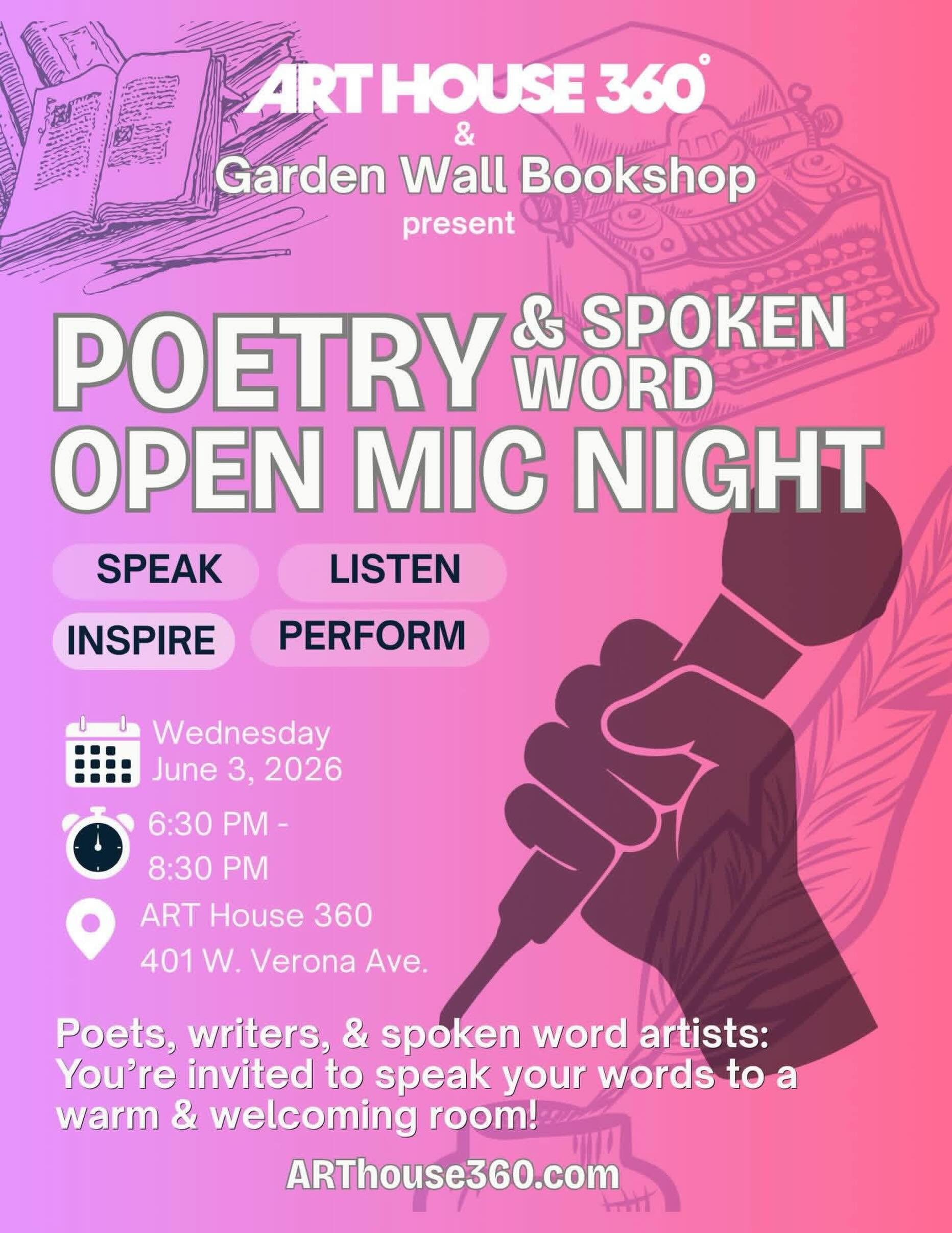 Come out to ART House 360 tomorrow at 6:30 PM to see ME! ❤️🎤📖