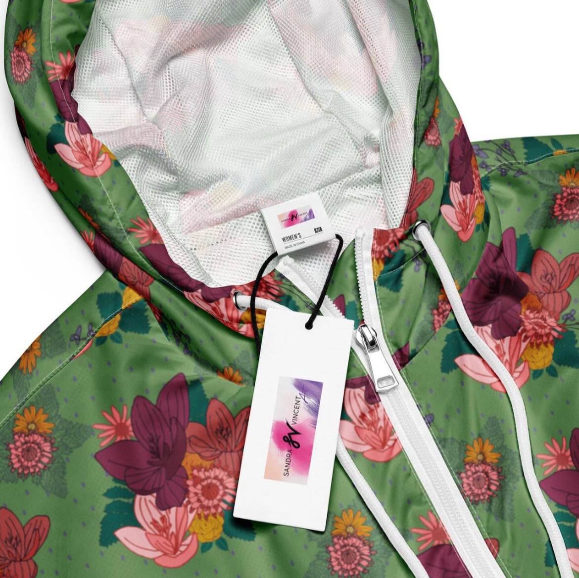 Women’s Green Cropped All-over-print Floral Windbreaker from Sandra Vincent Art combines functionality with artistic flair, reflecting her unique hand drawn patterns. Lightweight and waterproof, it’s designed for every kind of adventure, providing comfort and protection with breathable mesh lining and practical side-slit pockets.
• 100% polyester
• Breathable mesh lining
• Water-resistant
• Elastic cuffs
• Adjustable drawcords on hood/waist
• Half-zippable front
• Side-slit pockets
#croppedraincoat #repeatpattern #stylishrainjacket #sandravincentart #floralraincoat