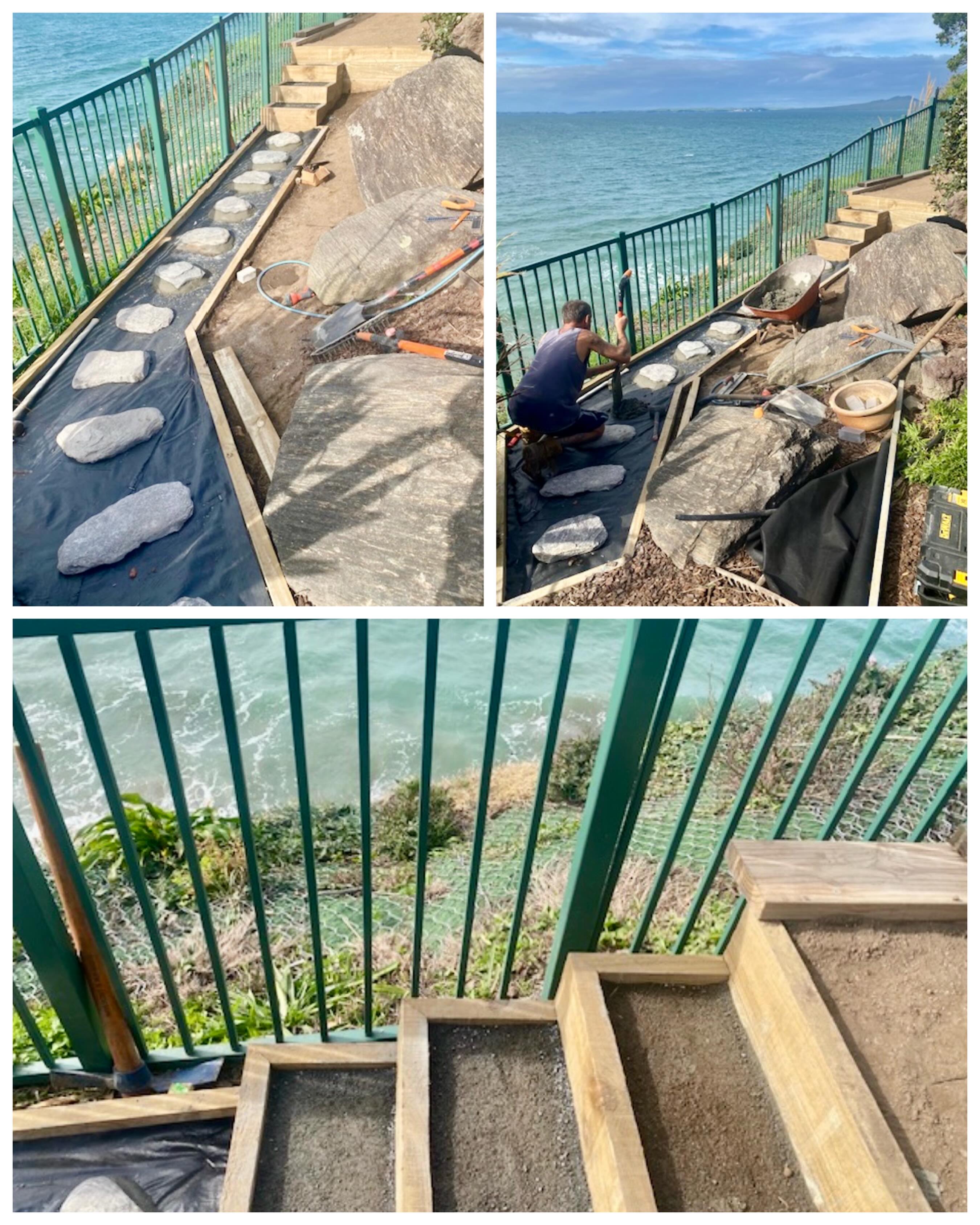 Not a bad office for the team 😍
We’ve been working on a coastal property in Rothesay Bay, carefully building a new pathway and steps to make this steep section safer and easier to access.
Projects like these take plenty of planning, precision and hard graft, but when you get views like this across the Hauraki Gulf, it’s hard to complain.
We can’t wait to show you the finished result 🙌
#foreshorepaving #rothesaybay #northshore #aucklandlandscaping #outdoorliving