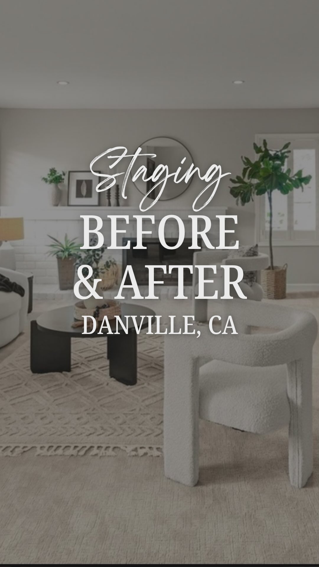 This Danville home had everything that matters most: a great layout, real character, and finishes that have stood the test of time. Solid oak cabinets in the kitchen. A white brick fireplace in the living room. The kind of original details that give a home its personality.
Empty, those features were doing all the work on their own. With no furniture, no art, no layered styling, the eye landed on the finishes first and stayed there. Beautiful character, but without context for how the home actually lives.
So we styled the rest of the home to bring the warmth back. A soft white sofa and round mirror to complement the brick fireplace. Black-and-white art to add fresh focal points. Light styling on the mantel. A staged dining area to show the natural flow into the kitchen.
Outside, the patio became an inviting seating area under a black umbrella, exactly how a buyer would picture using it.
The character of the home stayed. Buyers can now see themselves living inside of it.
Vacant home staging in Danville and across Contra Costa County. If your next listing has character worth showing off, we’d love to help. DM us!