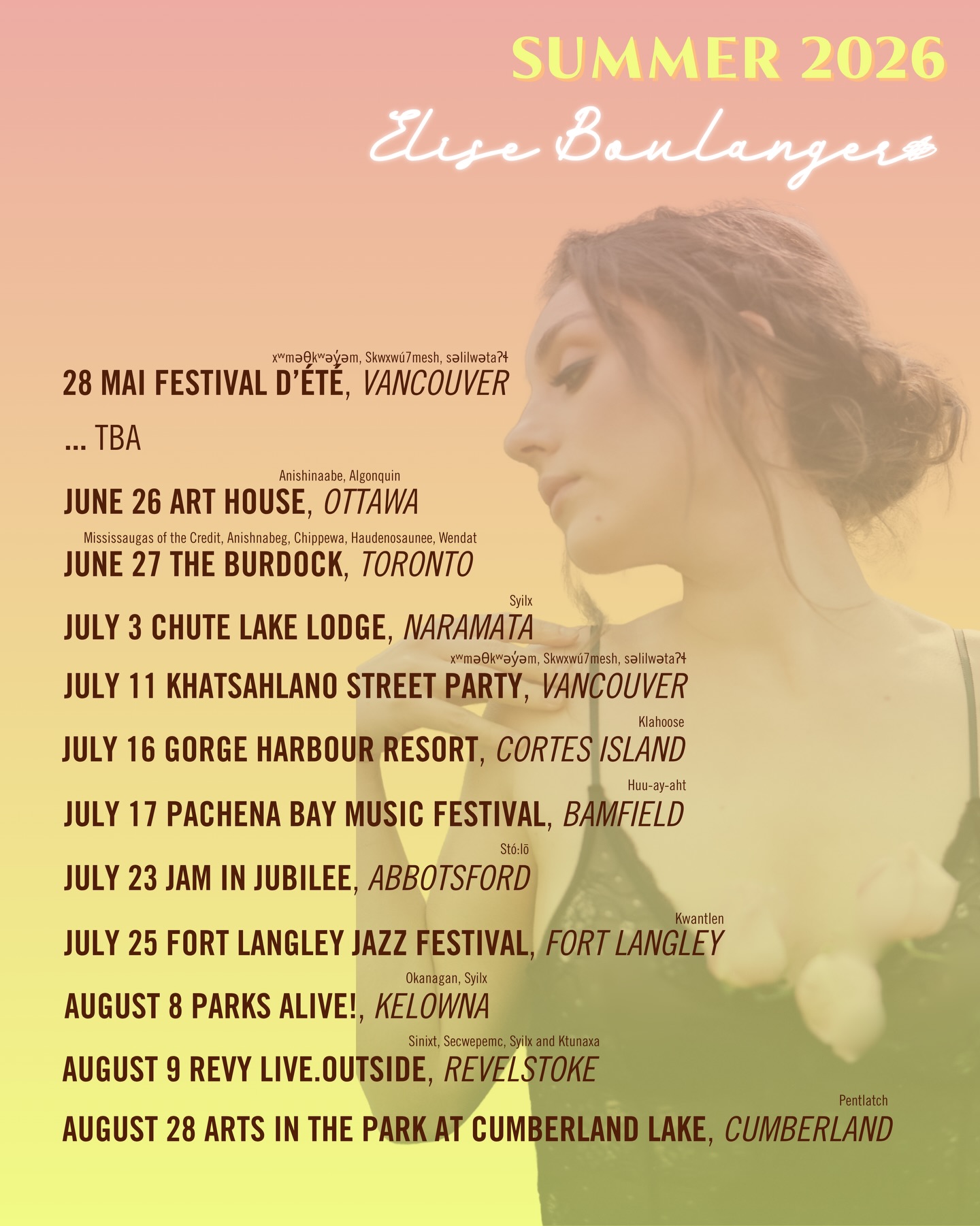 See you this summer ☀️ Show up in your sparkles
Avec @sophiemusicofficial in Ottawa, @visions.of.fernanda in Toronto and @shelprincemusic in Naramata 🥂