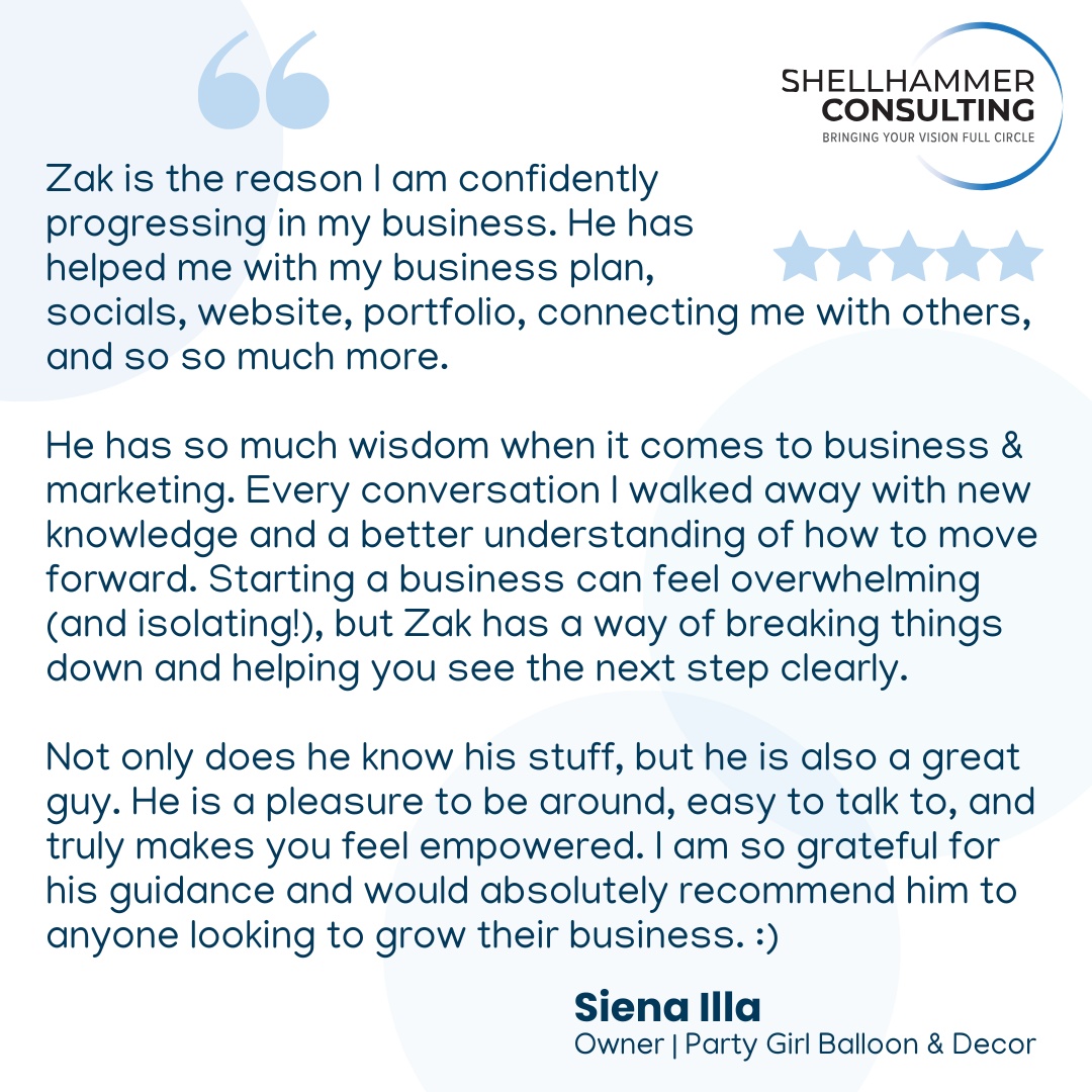 This is why I do what I do. Walking away from every consulting or coaching session with my clients and seeing that spark! The lightbulb moments and the pure joy when they realize they can do what they have dreamed of doing. Thank you, Siena! It means the world that you placed your trust in me to help with your amazing business @partygirl.decor! #testimonial #clientlove #businesscoaching #zakunscripted