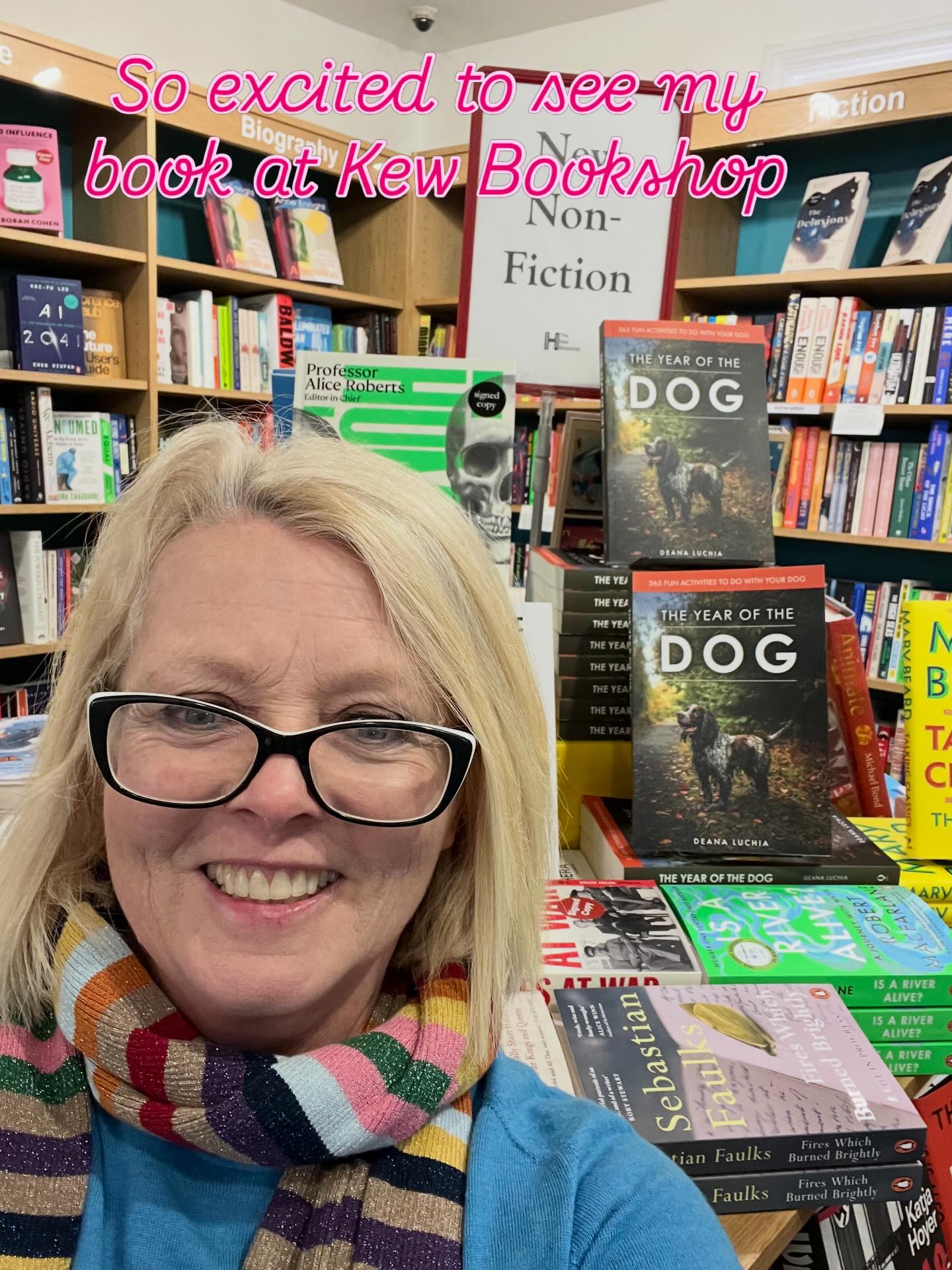 It’s always thrilling to see your book on the shelves. Thank you to @kewbookshop for displaying my book so front and centre. #dogbook #theyearofthedog #makeyourdoghappy #authorofdogbooks #writesaboutdogs