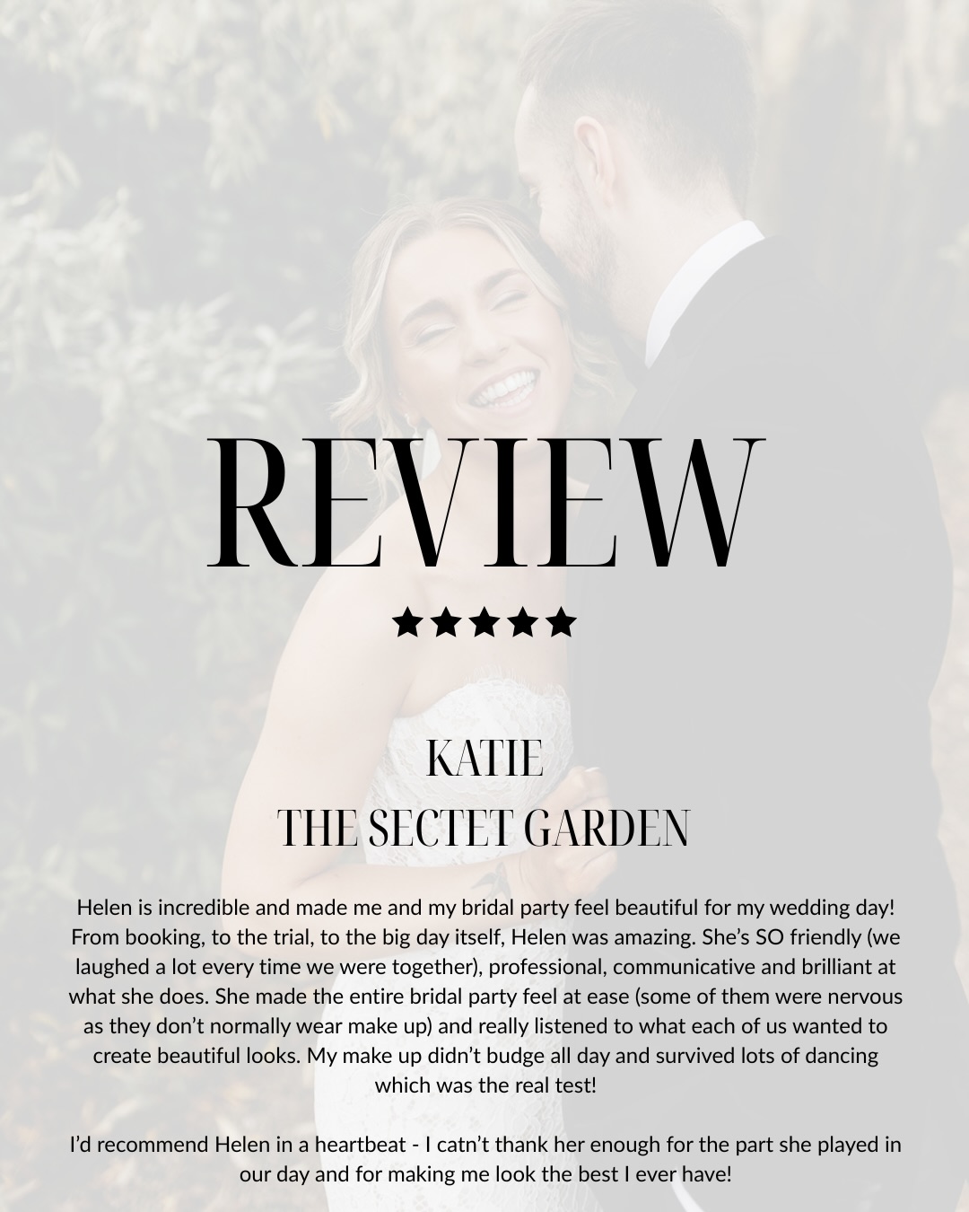 My bride Katie was such a joy 🤍🤍 .. we honestly laughed the whole way through her wedding morning at @secretgardenkent alongside dream team @shesaidyesbridalhair and @peter_reynolds_photography
I absolutely love these images showcasing the day 🤍
Gorgeous gown from @victoriaelainebridal
“Helen is incredible and made me and my bridal party feel beautiful for my wedding day! From booking, to the trial, to the big day itself, Helen was amazing. She’s SO friendly (we laughed a lot every time we were together), professional, communicative and brilliant at what she does. She made the entire bridal party feel at ease (some of them were nervous as they don’t normally wear make up) and really listened to what each of us wanted to create beautiful looks. My make up didn’t budge all day and survived lots of dancing which was the real test!
I’d recommend Helen in a heartbeat - I can’t thank her enough for the part she played in our day and for making me look the best I ever have!”