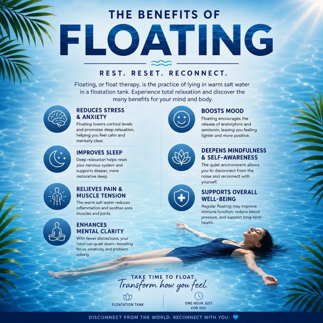Floating can offer so many benefits. Check out our blog on the science behind floating to see the evidence.
Relax. Reset. Reconnect.
'Make time for your wellness, or your body will force you to make time for illness'
#floatationtherapy #wellnessjourney #floating #mindfulness