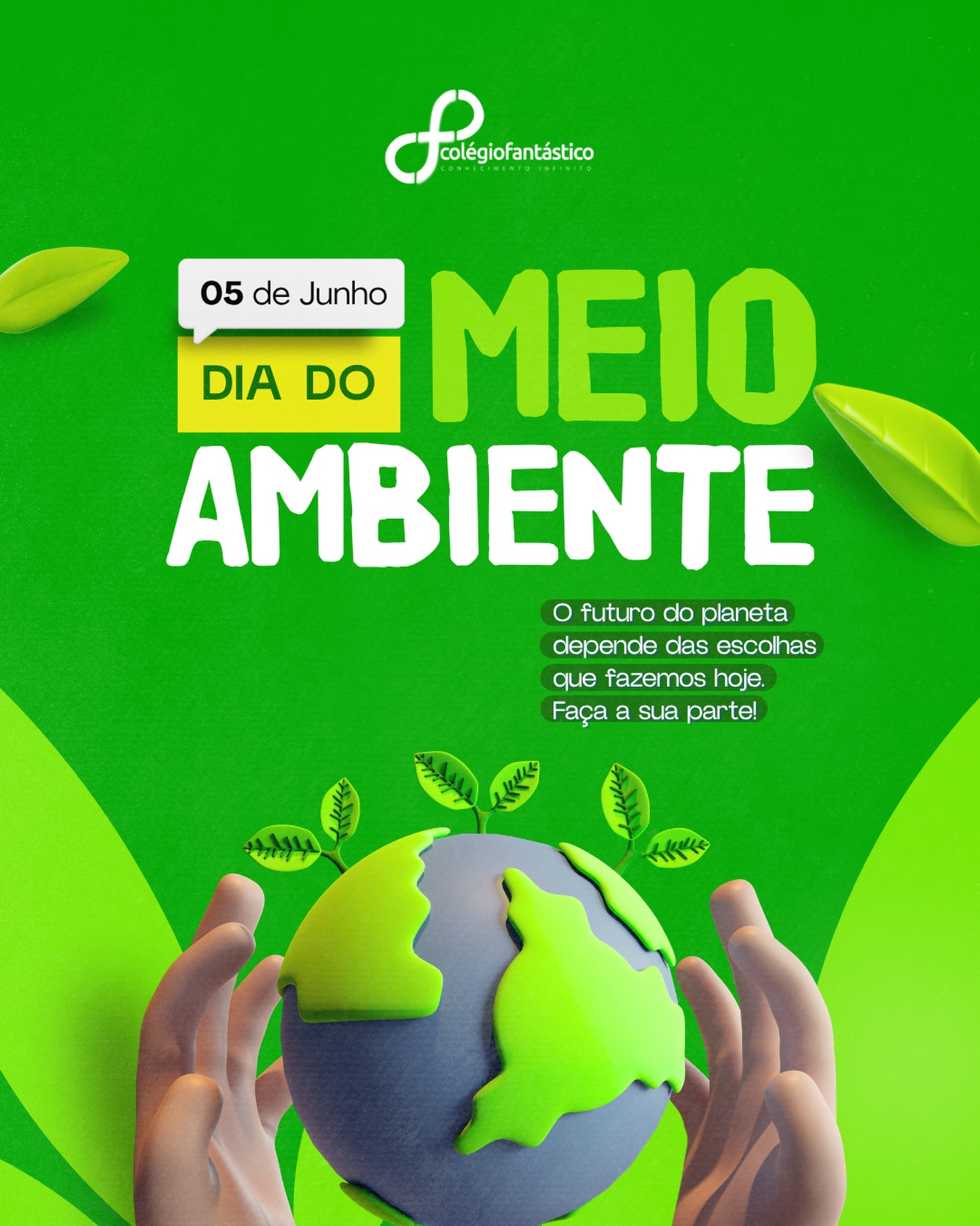 🌱💚 Cuidar do meio ambiente é cuidar do nosso futuro!
No Dia Mundial do Meio Ambiente, reforçamos a importância de pequenas atitudes que fazem uma grande diferença: preservar, conscientizar e educar para construir um mundo melhor para as próximas gerações.
No Colégio Fantástico, acreditamos que a educação também passa pelo respeito à natureza e pela formação de cidadãos conscientes e responsáveis.
Juntos, podemos transformar o presente e cultivar um futuro mais sustentável! 🌎✨
#diadomeioambiente #colegiofantastico #educacao #sustentabilidade #conscienciaambiental futuromelhor