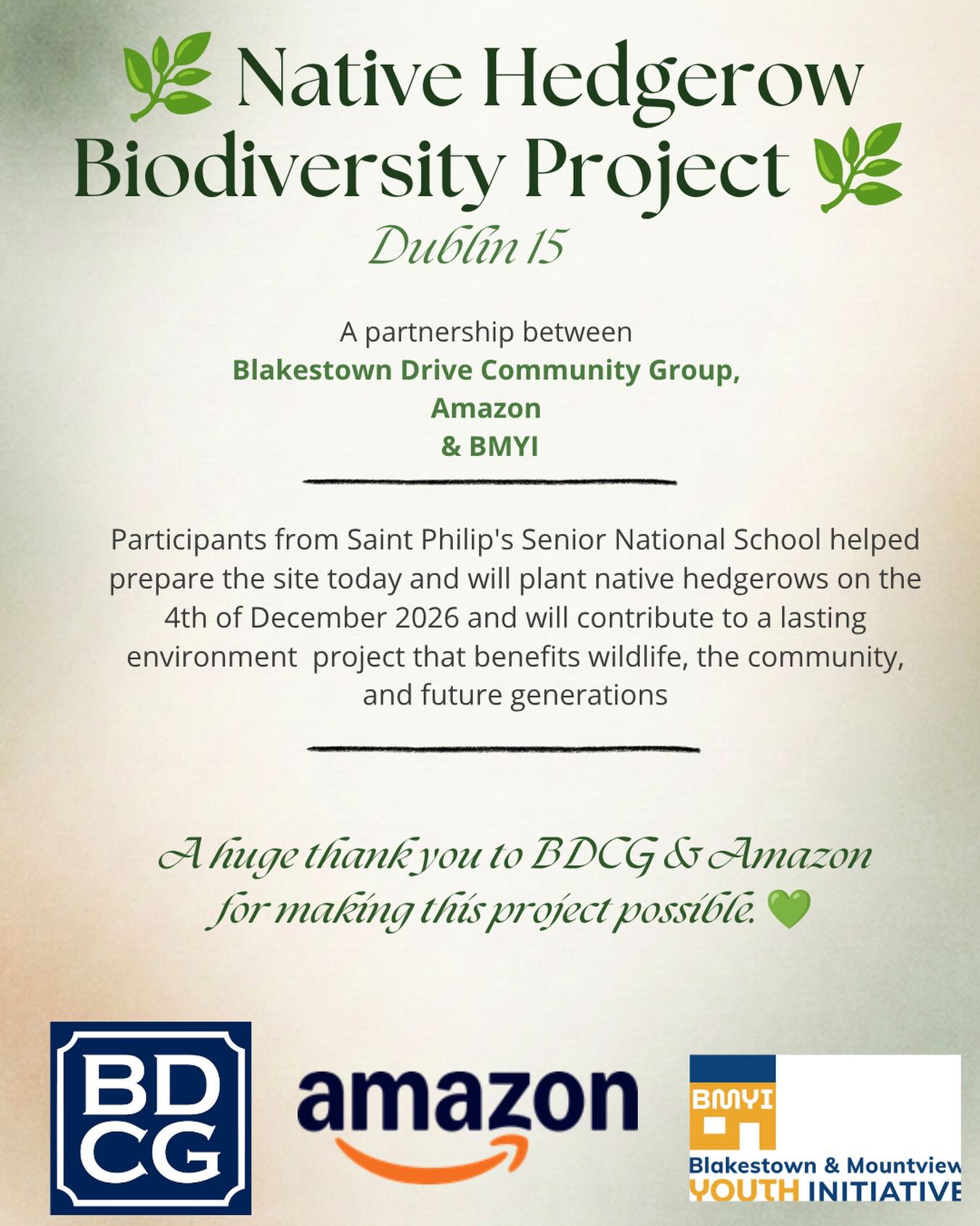 A huge thank you to everyone involved today. Together, we’re investing in biodiversity, community, and a greener tomorrow. 🌱💚