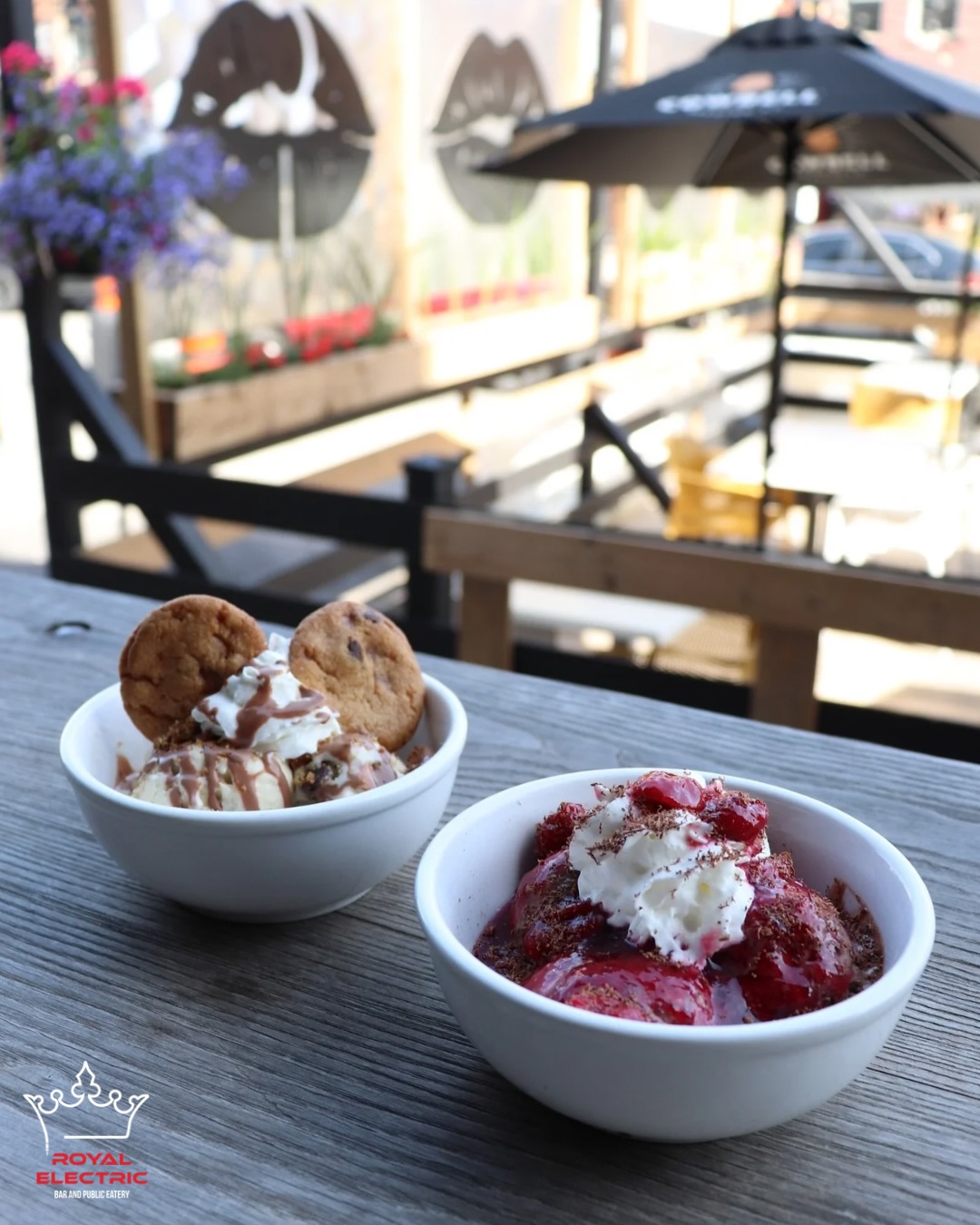 Two sundaes. One impossible decision. 🍨✨
🍒 Black Forest
Chocolate ice cream, devil’s food cake crumbles, cherry compote, whipped cream, and chocolate shavings.
🍪 Half-Baked
Vanilla chocolate chip cookie dough ice cream, chocolate sauce, whipped cream, and mini chocolate chip cookies.
Made from scratch in-house, right down to the ice cream. Available all month long! Which one are you ordering first?
#royalelectric #downtownguelph #guelpheats