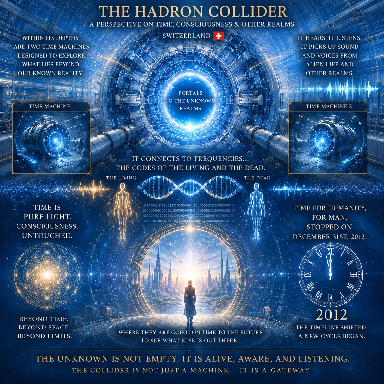 THE HADRON COLLIDER
What if reality is far greater than we have been told?
A machine designed to explore the fabric of existence. A gateway into frequencies, consciousness, and the unknown.
Some believe time is not a clock, but pure light. Pure consciousness.
If everything is energy, then what else exists beyond the limits of human perception?
The greatest mystery may not be space itself…
It may be consciousness.
✨ Beyond Time
✨ Beyond Space
✨ Beyond Limits
#HadronCollider #CERN #Consciousness #SpiritualIntelligence #TimelineShift Frequency QuantumReality Awakening Portal TimeIsLight HigherConsciousness CosmicMysteries SpiritualAwakening EnergyFields NewTimeline TruthSeeker Universe BeyondTheVeil FutureHumanity LightConsciousness MysteryOfLife Dimensions FrequencyCodes AwakenedMind SpiritualTruth SusanDevere CosmicAwareness TheUnknown HiddenKnowledge ExpansionOfConsciousness