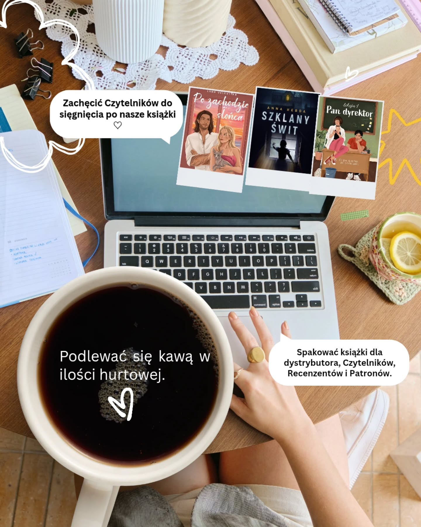 Typowa sobota w Magnolii 🌸
☕ Kawa – alternatywna!
📚 Zachęcenie do sięgnięcia po nasze książki – bo te historie warte są uwagi!
📦 Pakowanie zamówień dla Czytelników, Recenzentów i Patronów – i tutaj mamy naprawdę ogromne pole do popisu, gdyż każda książka zamówiona na naszej stronie jest pakowana z miłością i radością.
Przekonajcie się sami!
Za każdą historią stoi mnóstwo pracy, emocji i ludzi, którzy naprawdę kochają to, co robią. 💛
A wszystko po to, żeby nasze książki mogły trafić na Wasze półeczki 🥰
#wydawnictwomagnolia #czytajksiążki #sobotazksiążką #lubieczytac #miłegodnia