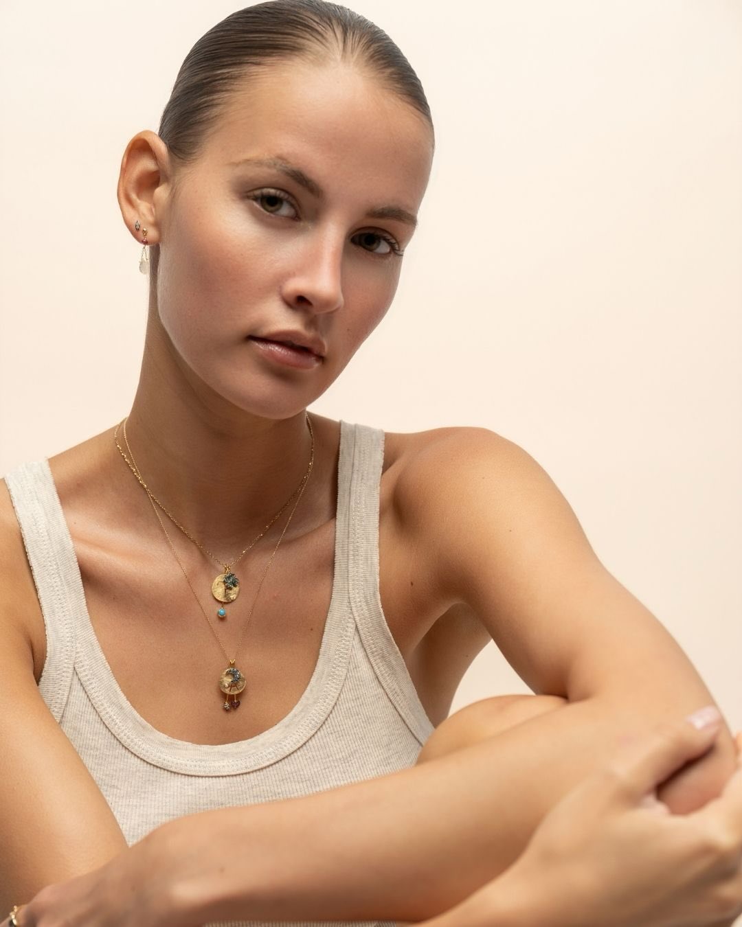 Layering monograms and charms ✨ #fotini #fotinipsarouli #handmadejewelry #finejewelry #pendant