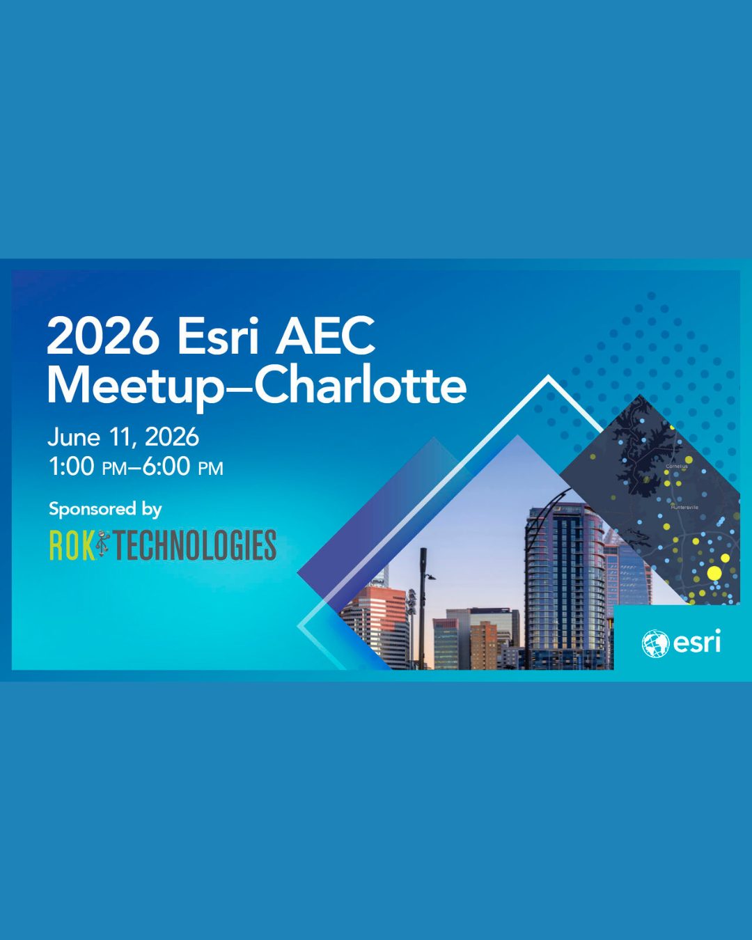 📍 Charlotte-area GIS professionals, this one's for you!
Join Esri and ROK Technologies on June 11 for an afternoon of learning, networking, and geospatial conversations. This cross-sector meetup is a great opportunity to connect with peers, see how organizations are tackling challenges and opportunities with GIS, and learn what's happening across the region.
Several NCAUG Board Members and Sponsors will be attending, and we'd love to connect with members of the NCAUG community while we're there!
Whether you're looking to expand your network, share ideas, or simply meet fellow geospatial professionals, this is an event you won't want to miss.
👉 Check out the registration details and reserve your spot today!
https://registration.esri.com/flow/esri/26aecsemclt/registrationrequest/page/registration-details