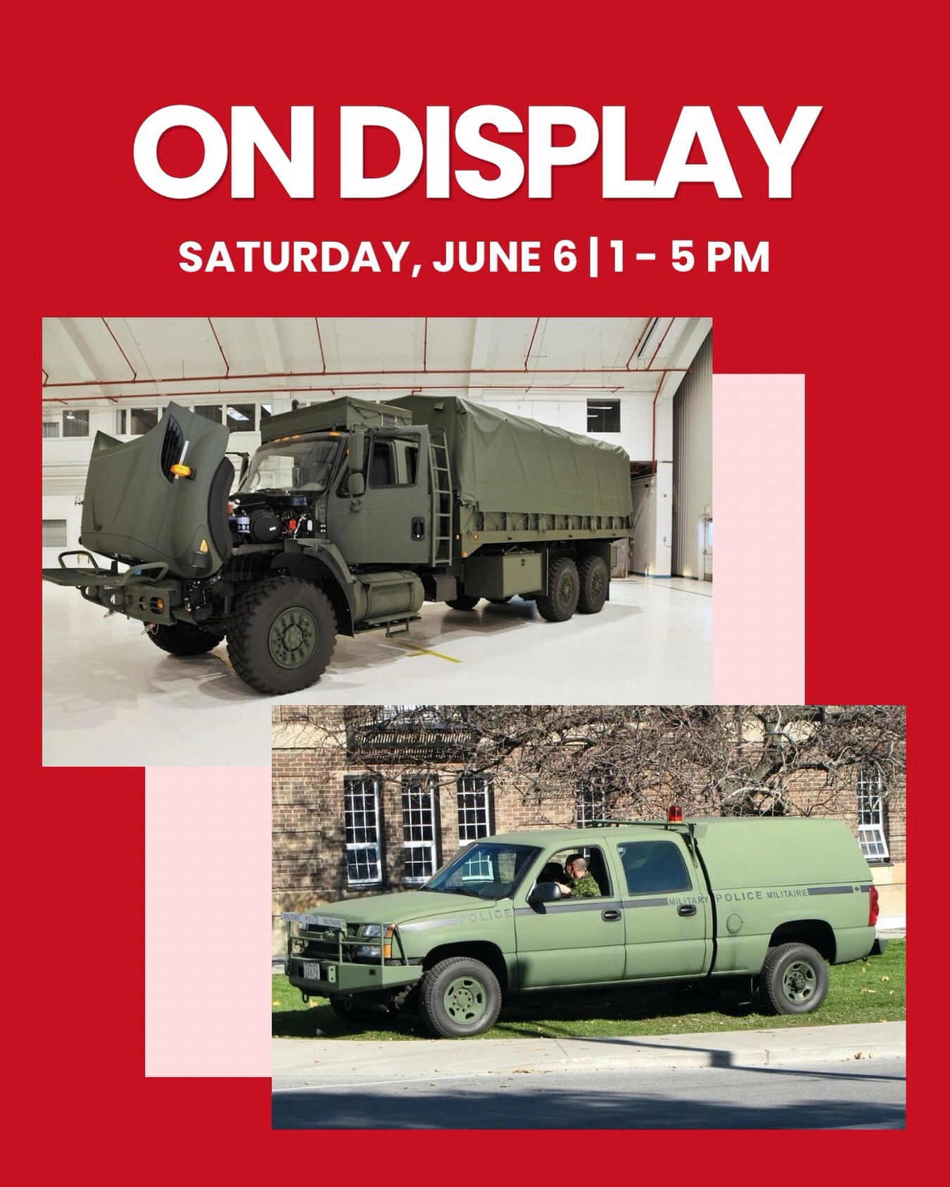 Get up close with military vehicles at the Stony Plain Kinsmen Rodeo & Exhibition!
After participating in Saturday’s parade, members of the Canadian Armed Forces will be bringing several military vehicles to the fairgrounds for the public to explore from approximately 1:00 PM to 5:00 PM.
Stop by the gravel area behind the pavilion (near the Sea Can) to see:
🔹 MSVS International cargo trucks
🔹 MSVS MACK Mobile Repair Team vehicle
🔹 Military support pickup trucks
This is a great opportunity for kids and adults alike to learn more about these impressive vehicles, meet military personnel, and take some photos.
Be sure to add it to your list of things to see while you’re enjoying the fairgrounds on Saturday!
.
.
.
#StonyPlainKinsmen #StonyPlainRodeo #SupportOurTroops #FamilyFun #ExploreStonyPlain RodeoWeekend