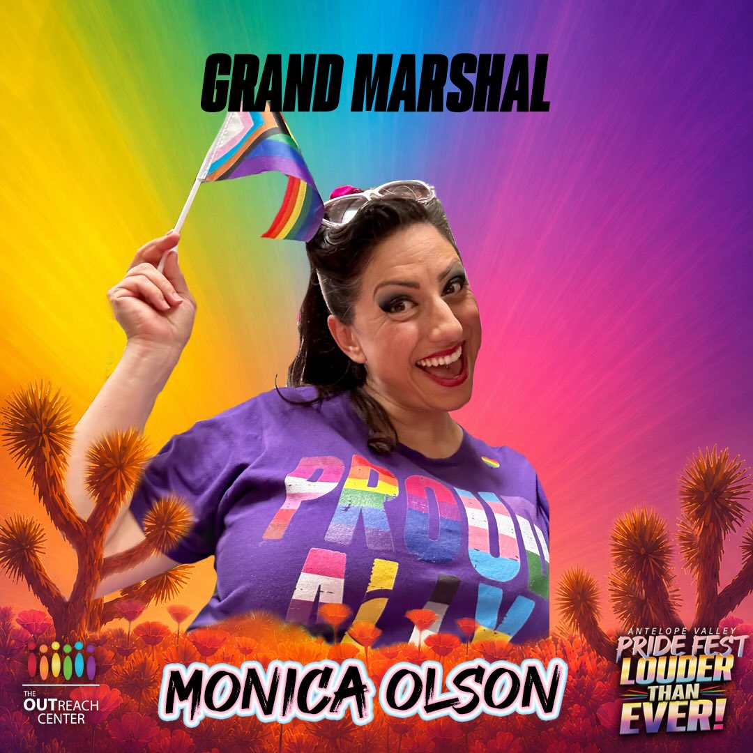 ๐โจANNOUNCEMENT! โจ๐
The AV Pride Festival Committee is proud to announce our 2026 Pride Grand Marshal and Pride Ambassadors! These incredible individuals represent the heart of our community through their leadership, advocacy, allyship, and dedication to creating a more inclusive Antelope Valley. Join us in celebrating the amazing people helping make our community stronger, safer, and more welcoming for everyone.
โจ Grand Marshal: Monica Olsen
A dedicated ally and community leader, Monica serves as Executive Director of Live Oak Mental Wellness Project and Co-Chair of SALT 1. Her commitment to creating welcoming, affirming spaces for people of all identities makes her a true champion for our LGBTQ+ community.
๐ Pride Ambassador: Scarlett Varden
At just 14 years old, Scarlett is already making a difference. A passionate advocate for LGBTQ+ visibility, acceptance, and safety, she represents the next generation of leaders helping build a more inclusive future.
๐ Pride Ambassador: Luther Starks
A longtime volunteer and supporter of The OUTreach Center, Luther is dedicated to creating spaces where people can connect, feel supported, and find community. His commitment to uplifting others embodies the spirit of Pride.
Join us in recognizing Monica, Scarlett, and Luther at AV Pride Festival on Saturday, June 20, 2026, as we celebrate Pride, community, visibility, and belonging. We are honored to have them represent the many voices that make our LGBTQ+ community so vibrant and resilient. ๐ณ๏ธโ๐๐ณ๏ธโโง๏ธ
#AVPride #AVPride2026 #PrideFestival #PrideAmbassadors #GrandMarshal PrideMonth LGBTQCommunity AntelopeValle
