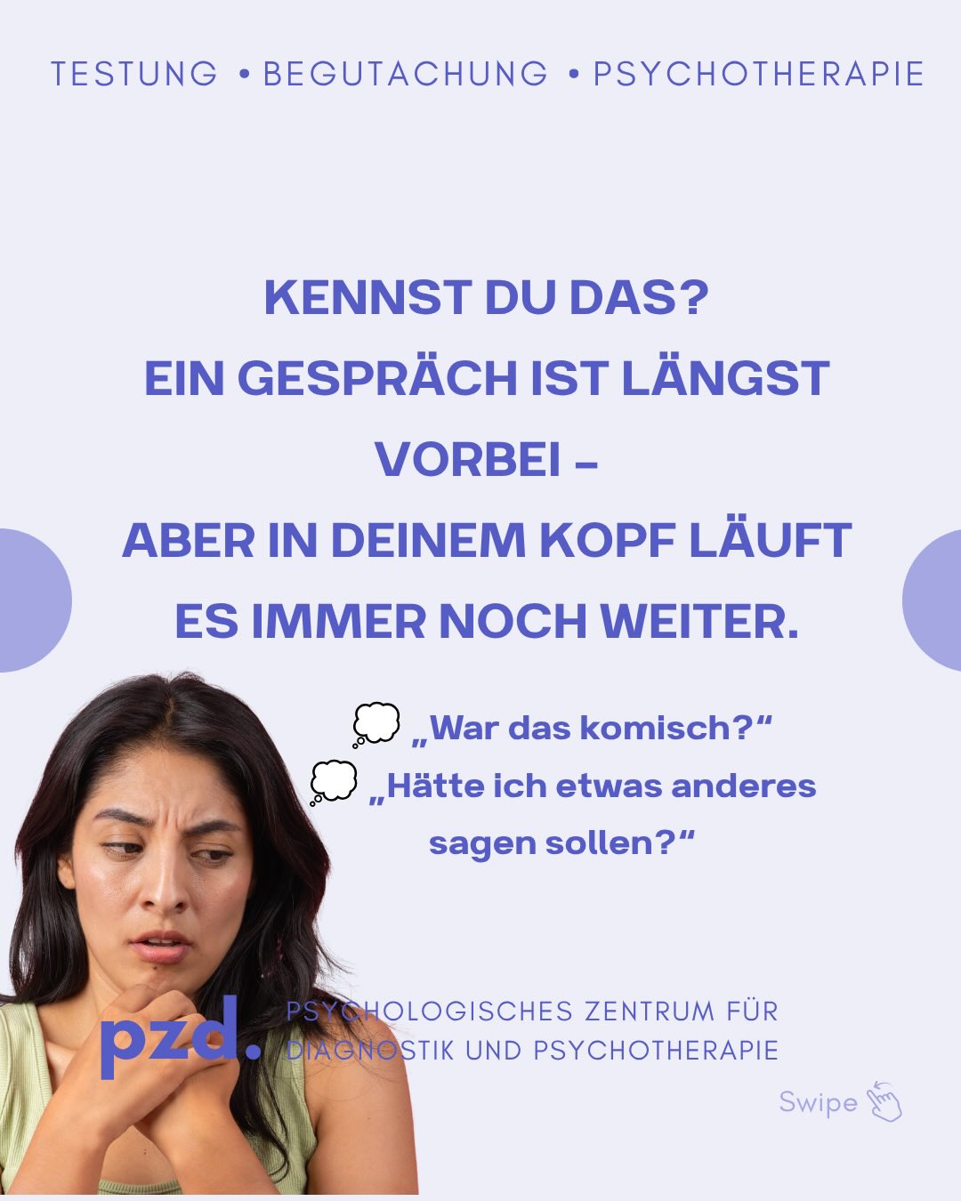 Kennst du das?
Ein Gespräch ist längst vorbei – aber in deinem Kopf läuft es weiter.
Du analysierst einzelne Sätze, denkst über deine Reaktion nach oder fragst dich, wie du auf andere gewirkt hast.
Dieses sogenannte soziale Grübeln ist etwas, das viele Menschen kennen.
Häufig steckt dahinter nicht Schwäche oder Unsicherheit, sondern ein ganz menschliches Bedürfnis: der Wunsch nach Zugehörigkeit, Akzeptanz und Sicherheit.
Problematisch wird es, wenn das Nachdenken immer wieder in Selbstkritik umschlägt.
Denn Grübeln liefert selten Klarheit. Oft verstärkt es nur Zweifel und Anspannung.
Ein hilfreicher erster Schritt kann sein, die eigenen Gedanken zu hinterfragen:
👉 Habe ich Beweise für meine Befürchtung?
👉 Oder interpretiere ich gerade nur?
Du musst nicht jedes Gespräch perfekt führen.
Echte Verbindung entsteht nicht durch Perfektion, sondern durch Authentizität.
💭 Kennst du solche Gedankenspiralen nach Gesprächen?
#psychologie #psychotherapie #kommunikation #mentalhealthdeutschland #psychologieverstehen