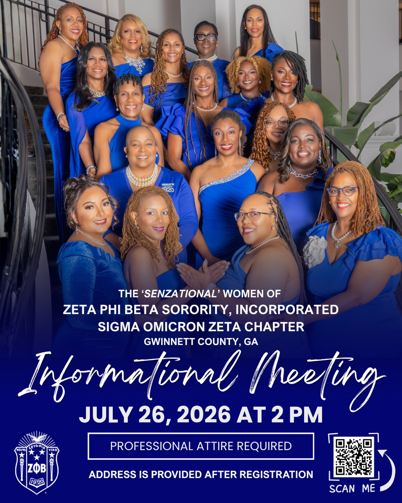 ๐๐ค Are you interested in learning more about the legacy, scholarship, service, sisterhood, and finer womanhood of Zeta Phi Beta Sorority, Incorporated? ๐๐ค
The SenZational Women of the Sigma Omicron Zeta Chapter invite you to join us for our Informational Meeting on Sunday, July 26, 2026, at 2:00 PM.
This is an opportunity to learn about our organization, ask questions, and discover how Zeta Phi Beta continues to make a meaningful impact in Gwinnett County and beyond through service, leadership, and community engagement.
โจ Professional attire is required.
๐ Location details will be provided after registration.
๐ Register today by completing the interest form below:
๐ https://docs.google.com/forms/d/e/1FAIpQLSeEI4iEF6CHQnZhBedDk6hA_sp3GqCpucOmMXC8HPJIcEJvHQ/viewform
#gwinnettzetas #senzationalsoz #zphibga