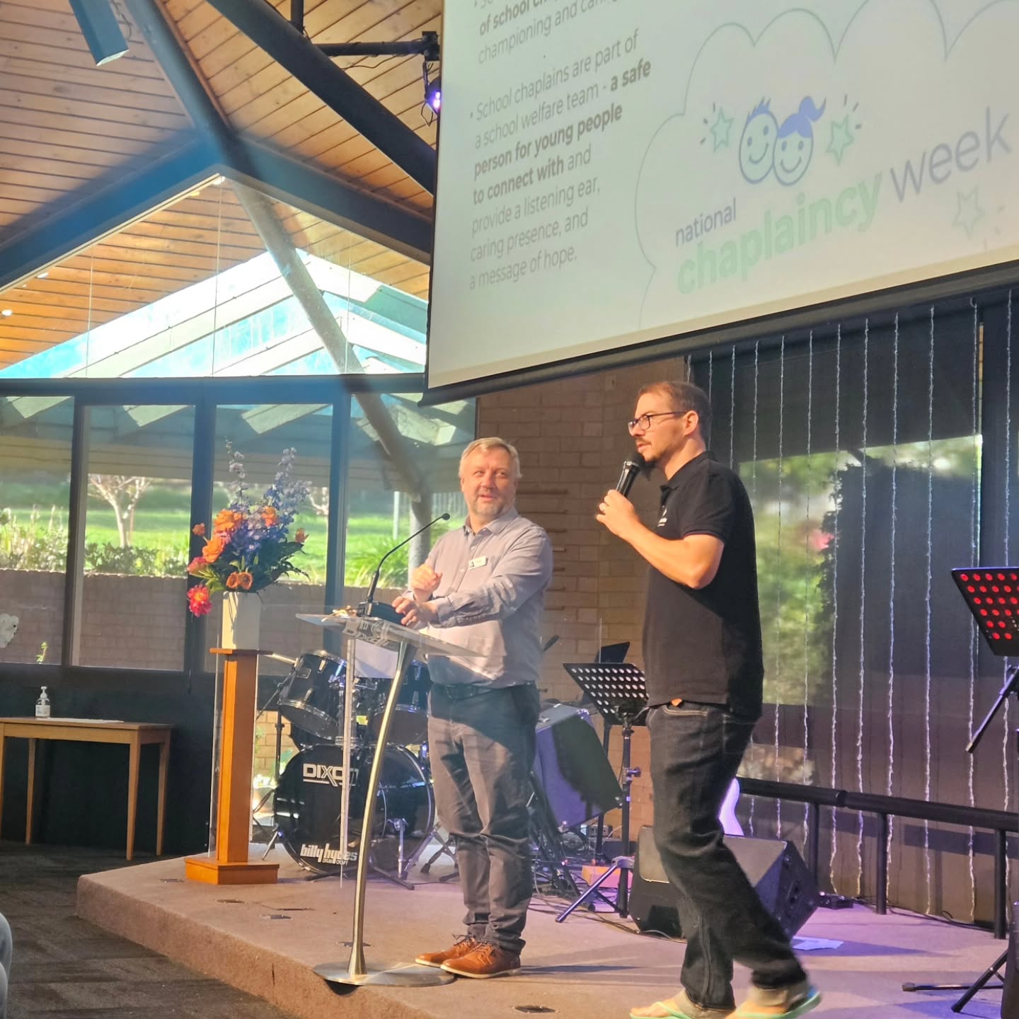 This morning we celebrated Chaplaincy Week, talked about God providing manna for the Israelites in the desert during the kids program - including eating waffles! And heard from Scott about how our faith is in the One who gifts us his righteousness and ability to have faith at all - Jesus Christ. (Rom 4, Gen 12)