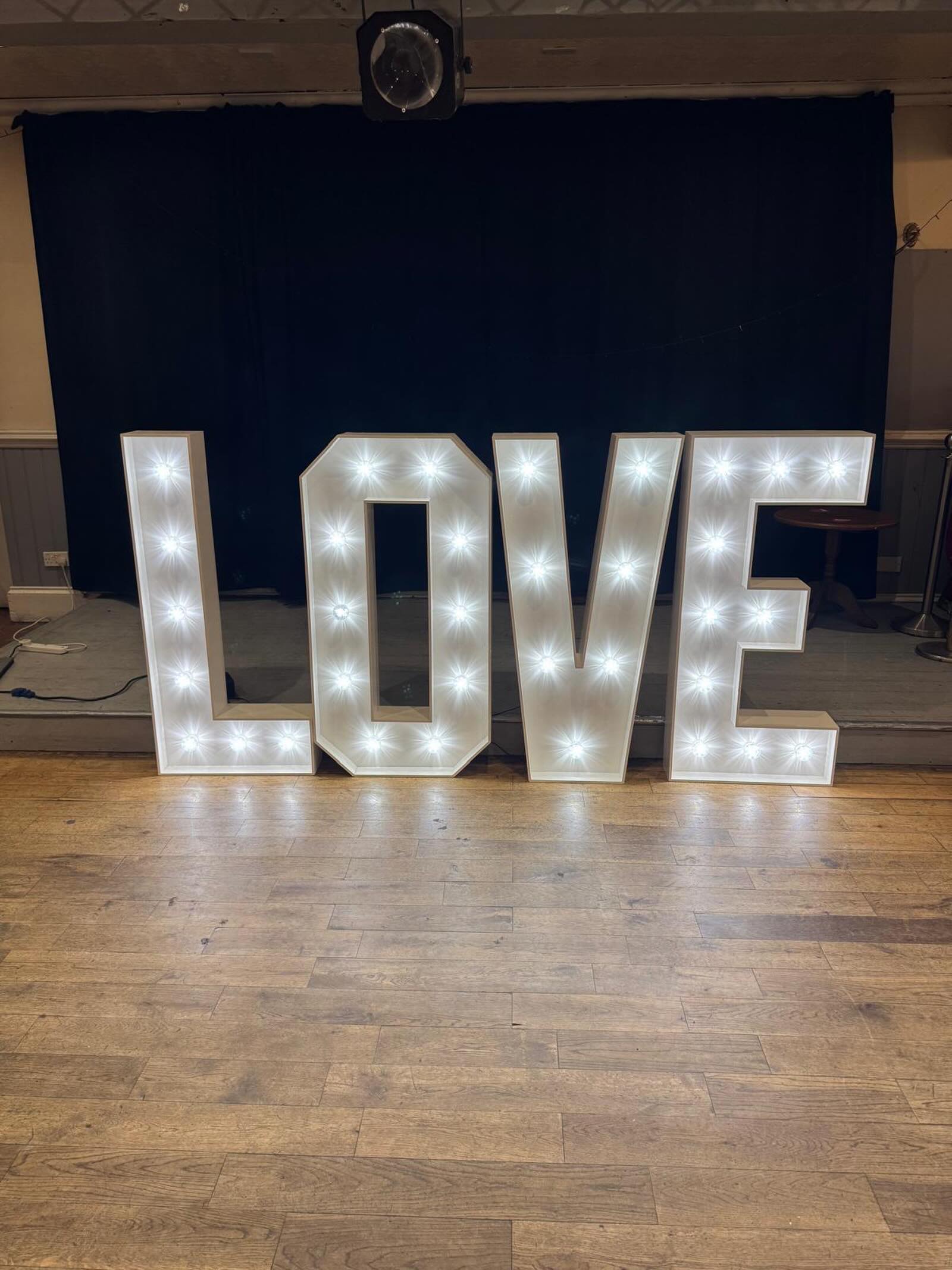 Love letters π€ only Β£100 to hire, we have a warm white option or as pictured crisp white that can also change colour. Travel fee may apply.