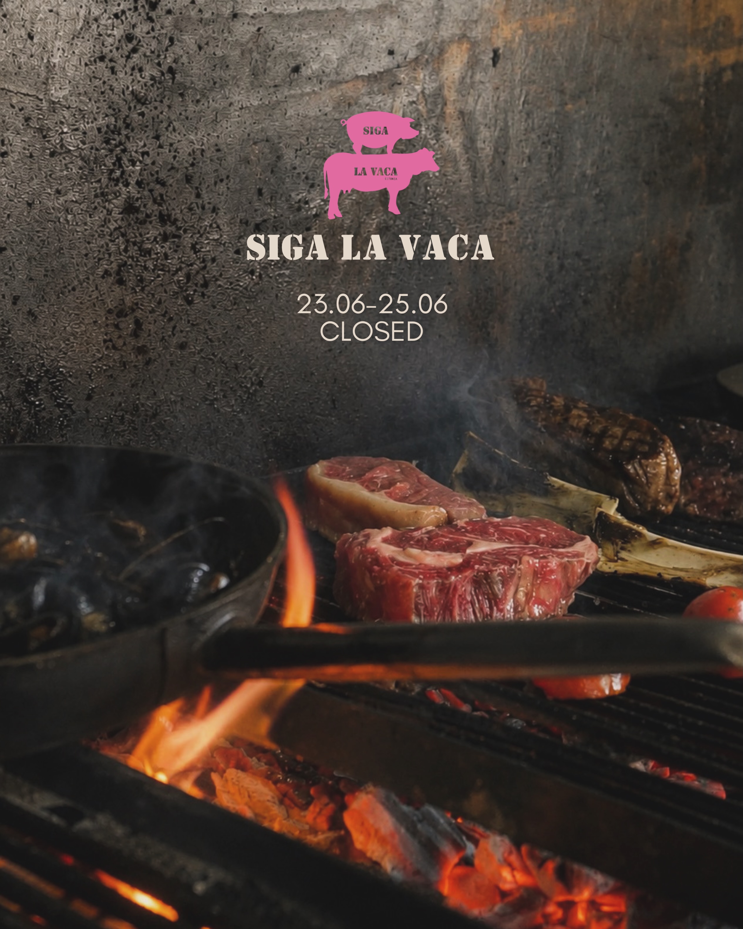 🥩🔥 Meat lovers, please note:
Siga la Vaca will be closed for holidays on 23.06-25.06
Thank you for your understanding! 🩷