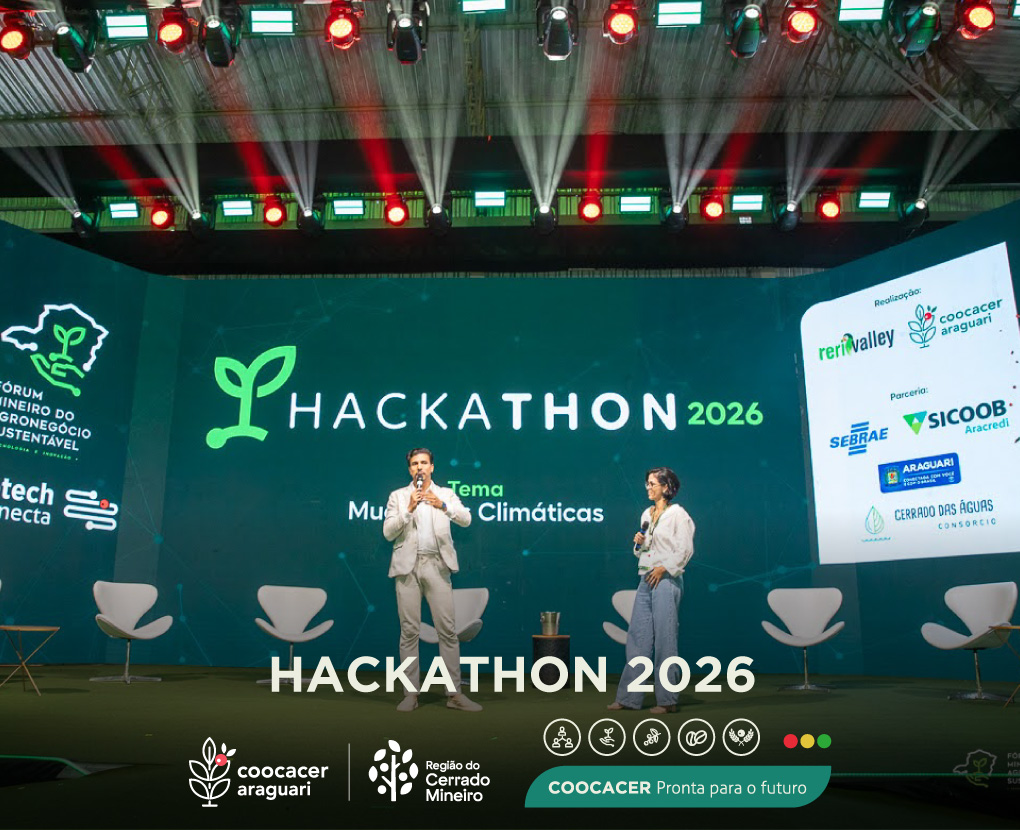 ☕🌱 O Hackathon 2026 – Mudanças Climáticas fez parte da programação oficial do Fórum Mineiro do Agronegócio Sustentável – Tecnologia e Inovação, reunindo jovens talentos e iniciativas voltadas ao desenvolvimento de soluções inovadoras para os desafios climáticos no agronegócio.
O evento promoveu uma maratona de inovação com equipes multidisciplinares, que desenvolveram propostas focadas em mitigação e adaptação às mudanças climáticas, com aplicabilidade no contexto da cafeicultura e do setor agropecuário.
🏆 Os projetos vencedores foram reconhecidos e premiados durante o Fórum Mineiro do Agronegócio Sustentável, reforçando o compromisso institucional com a inovação, a tecnologia e o estímulo a novas soluções para o campo.
🤝 A iniciativa evidencia a importância da integração entre conhecimento, juventude e setor produtivo na construção de um agronegócio mais resiliente, sustentável e orientado para os desafios climáticos do futuro.
🌱 O Hackathon é uma realização da COOCACER e ReriValley, com apoio do SEBRAE, Sicoob Aracredi, Prefeitura Municipal de Araguari e do Consórcio Cerrado das Águas, fortalecendo o ecossistema de inovação e empreendedorismo no agronegócio.
#Hackathon2026 #COOCACER #FórumDoAgronegócioSustentável #InovaçãoNoAgro #MudançasClimáticas #Cafeicultura #TecnologiaNoCampo #AgroMineiro