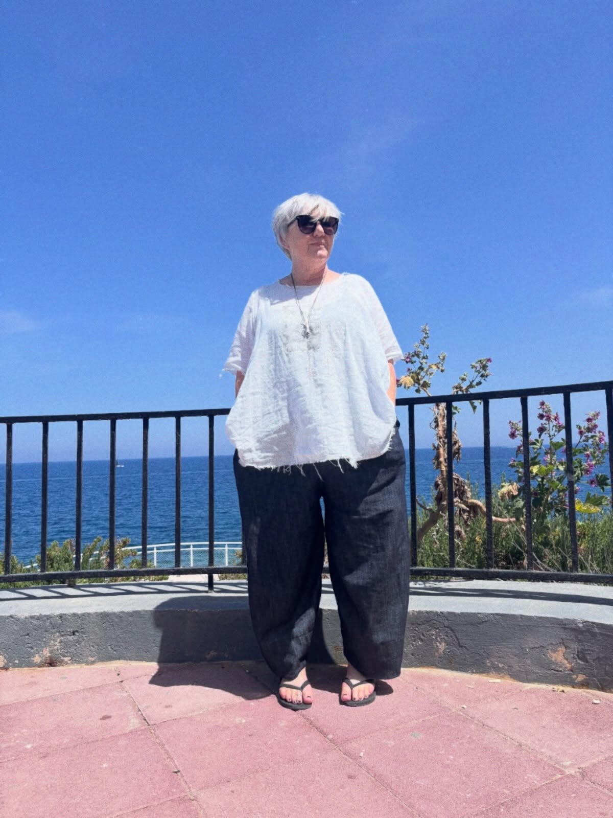 Sun, Sea, Tati and Jackson!
Throwback to Fran in Malta a couple of months ago wearing lightweight cotton voile and linen denim. These trousers from our Spring collection are still available and we have a new version of the Tati online now 🤍
Happy weekend folks!