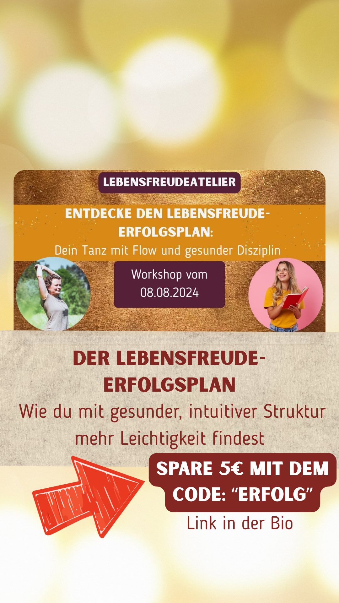 Kennst du das Gefühl, ständig zu alles zu geben – aber die Leichtigkeit bleibt auf der Strecke?
Du bist irgendwie nur müde und wenn du eine Sache «fertig» hast, klopfen direkt wieder 3 neue Aufgaben an.
To-Dos, Chaos, Termine. Und irgendwo zwischen all dem bist du.
Genau hier kommt mein Lebensfreude-Erfolgsplan ins Spiel.
Ein flexibles Tool, das ich entwickelt habe – für mich und für meine Klientinnen.
Es hilft dir, deinen ganz eigenen Tanz zwischen Flow und gesunder Disziplin zu finden.
In diesem Workshop zeige ich dir:
✨ Wie du Aufgaben bewertest und priorisierst – ohne dich zu verlieren
✨ Warum dein Monatszyklus eine Rolle spielt (ja, auch für deine Produktivität)
✨ Und wie du unangenehme Aufgaben mit mehr Leichtigkeit erledigst
Gerade für uns Frauen mit unseren zyklischen Schwankungen und oft großem Mental Load bringt das so viel mehr Ruhe und gesunde Struktur in den Alltag.
Phasen voller Energie – und Phasen, in denen wir uns nach Ruhe sehnen.
Der Erfolgsplan begleitet dich da, wo du gerade stehst.
🎁 Jetzt mit unserem Rabatt-Code sparen:
Code „Erfolg“ – 5€ auf den Workshop.
Gültig für kurze Zeit.
👉 Link in meiner Bio.
🤗 Her mit dem schönen Leben – und deinem persönlichen Tanz zwischen Flow und Disziplin.
Deine Eva
#LebensfreudeErfolgsplan #Workshop #Flow #Disziplin #Selbstfürsorge