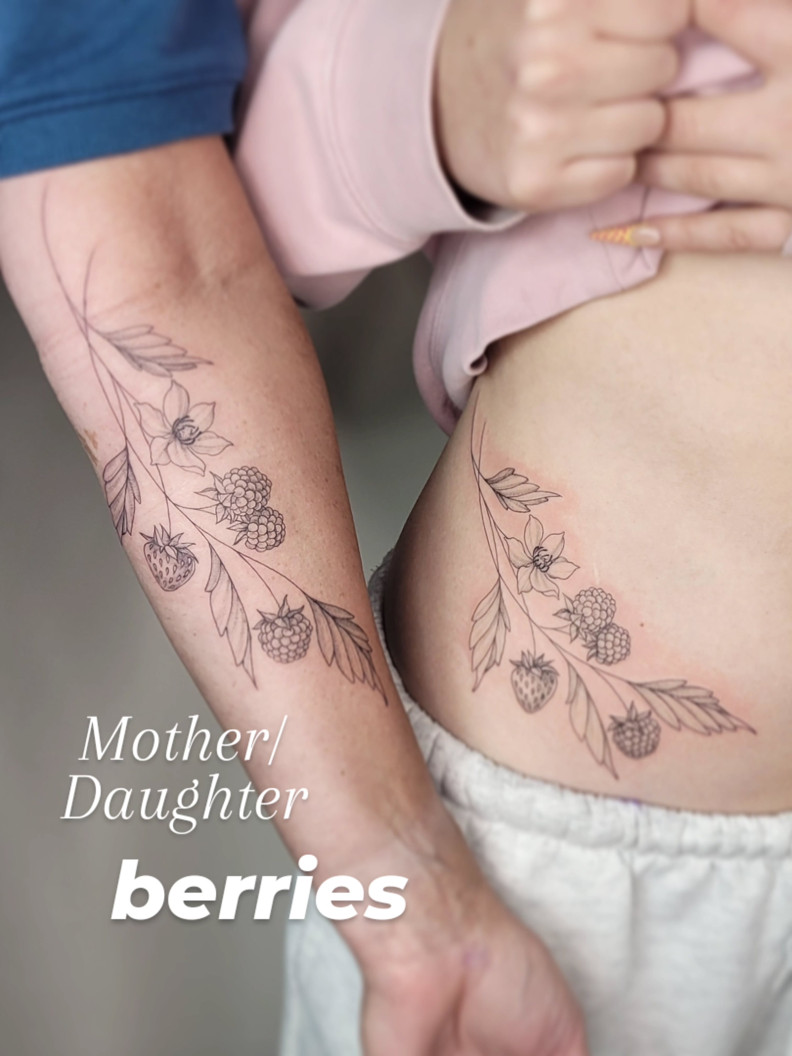 These two had the sweetest story for their piece. Their family is Swedish, and when they were teaching their daughter some Swedish words as a child, she took to calling all berries "raspberries" - which turned into a little game they would play.
Sometimes you can get a tattoo just because you love fruit, but something like this extra warms my heart. And I'm so grateful to be able to help this mother and daughter express their bond.
Thank you!!!
#raspberrytattoo #strawberrytattoo #tattoo #Abbotsford #courtenaybc
