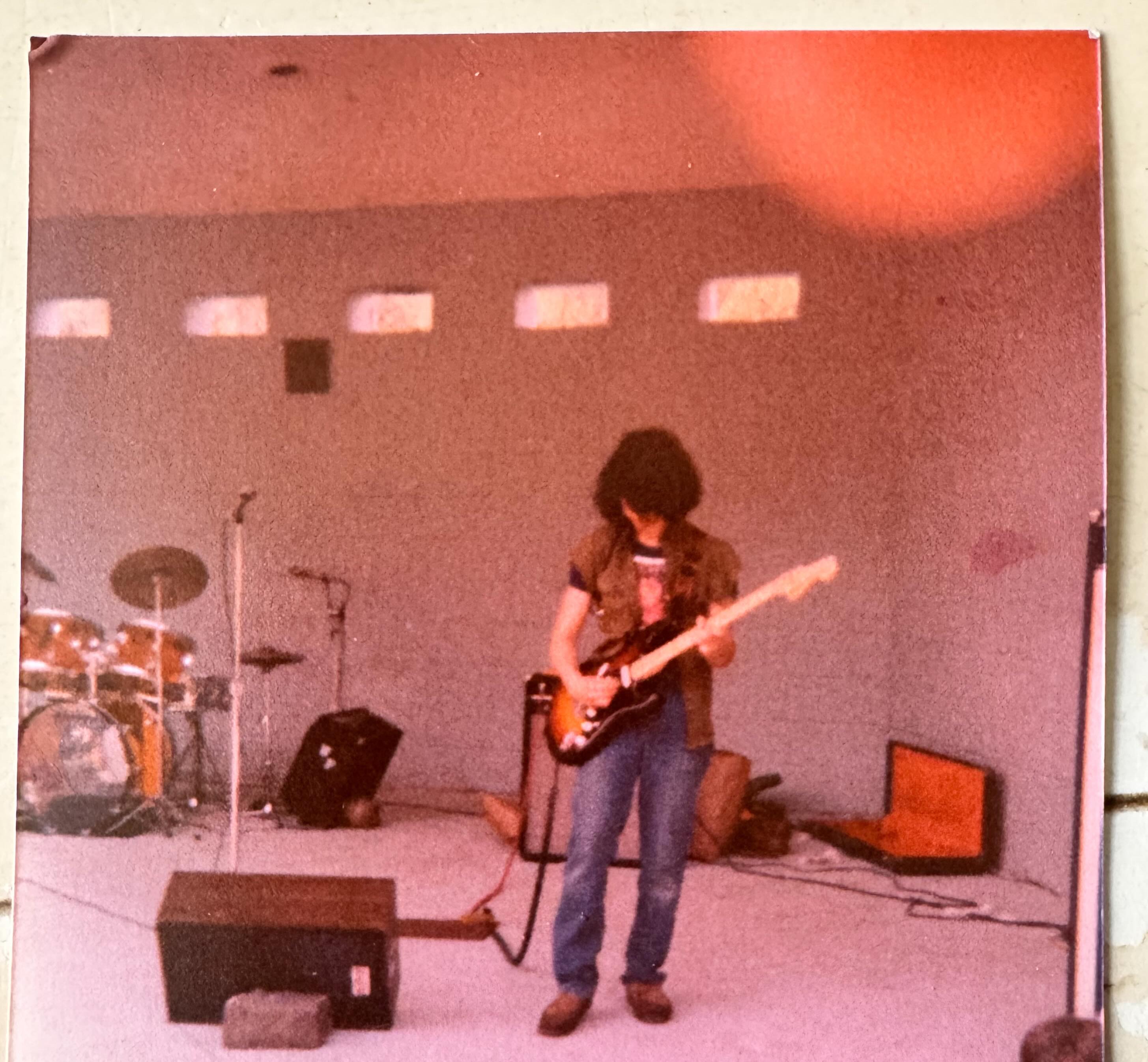 One of the few photos of me playing guitar in public.
As I mentioned in my book Rock & Soul, I realized early on I did not have the talent to have a career in music.
Shortly after, I put down my Strat and picked up a Camera….