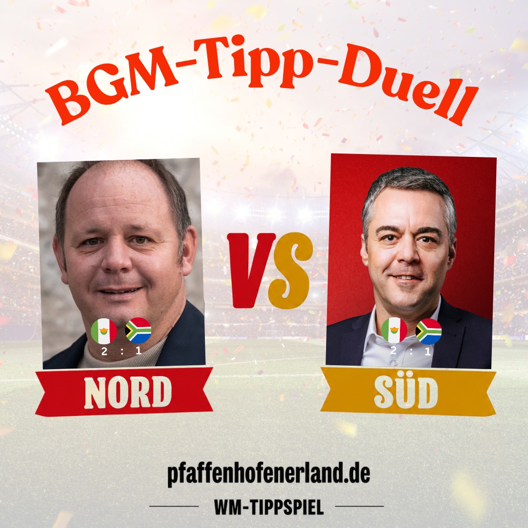 Ausnahmsweise sind sich mal alle einig. Alle Bürgermeister – und sogar die Familie Fußball – tippen fürs Eröffnungsspiel auf 2:1.
Wie laaaaangweilig! 😄
Du siehst das anders?
Dann melde Dich an und gib Deinen Tipp ab – jeweils bis zum Anpfiff.
Link in Bio.