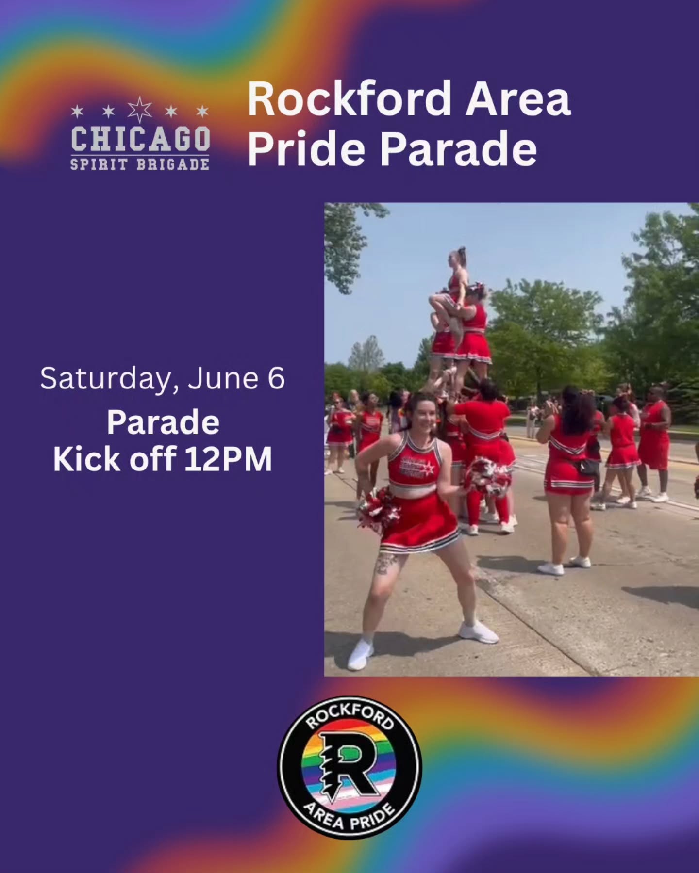 Saturday, June 6
Rockford Pride Parade kickoffs at 12. Come check us out!
#rockfordpride #pridetour #csbstars
