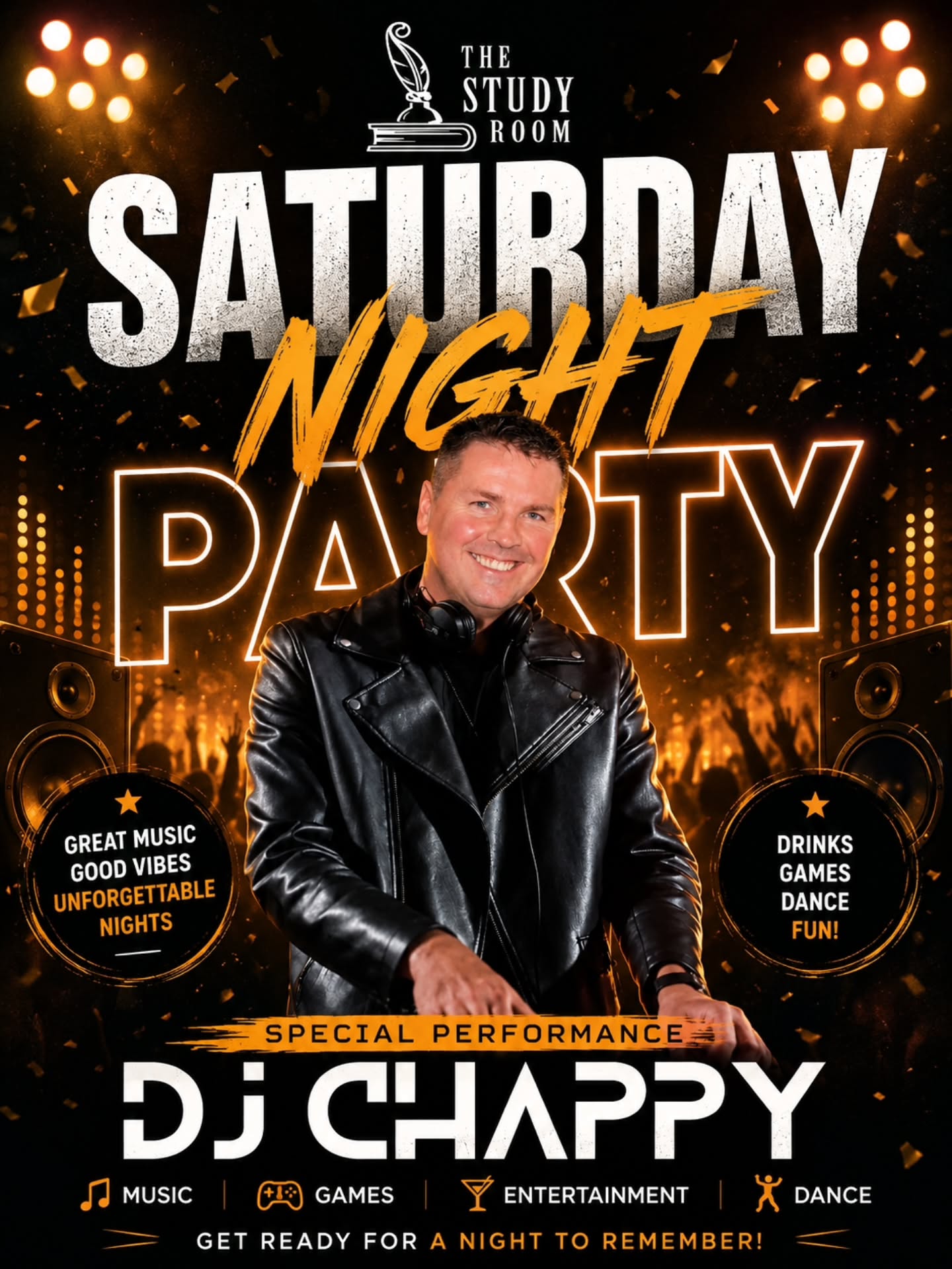 š SATURDAY NIGHT PARTY š
The weekend starts here... and DJ Chappy is bringing the energy from 9PM until late! š„
Get ready for a night packed with: š§ Non-stop party anthems š¹ Drinks flowing all night š® Fun & games šŗ Dancefloor classics š¤ Entertainment throughout the evening š Good vibes guaranteed
Whether you're out for a few drinks, celebrating with friends, or planning to dance until closing time, we've got your Saturday night covered.
š The Study Room, Lancaster
DJ Chappy | 9PM ā Late
Tag your party crew and make plans now! šš»
#TheStudyRoom #LancasterNightlife #SaturdayNightParty #DJChappy #LancasterEvents PartyNight WeekendVibes LiveDJ DanceFloor NightOutLancaster