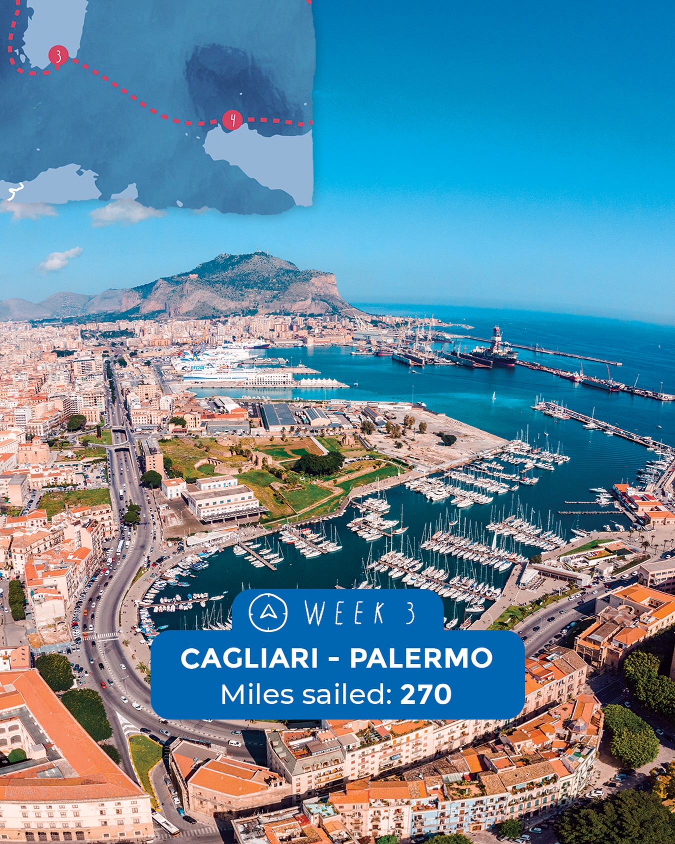 Si è già conclusa la terza settimana del progetto: da Cagliari siamo arrivati a Palermo, percorrendo 270 miglia. Ora, l’avventura continua per risalire le coste della nostra penisola! 🇮🇹
~
The third week of the project has already wrapped up: we sailed from Cagliari to Palermo, covering 270 nautical miles. Now, the adventure continues as we head north along the coasts of our beautiful peninsula! 🇮🇹
A project by @cvcaprera
Scientific partner @oneoceanfound
#progettoMARE #aboutMARE #CentroVelicoCaprera
#MarineResearch #RespectTheOcean