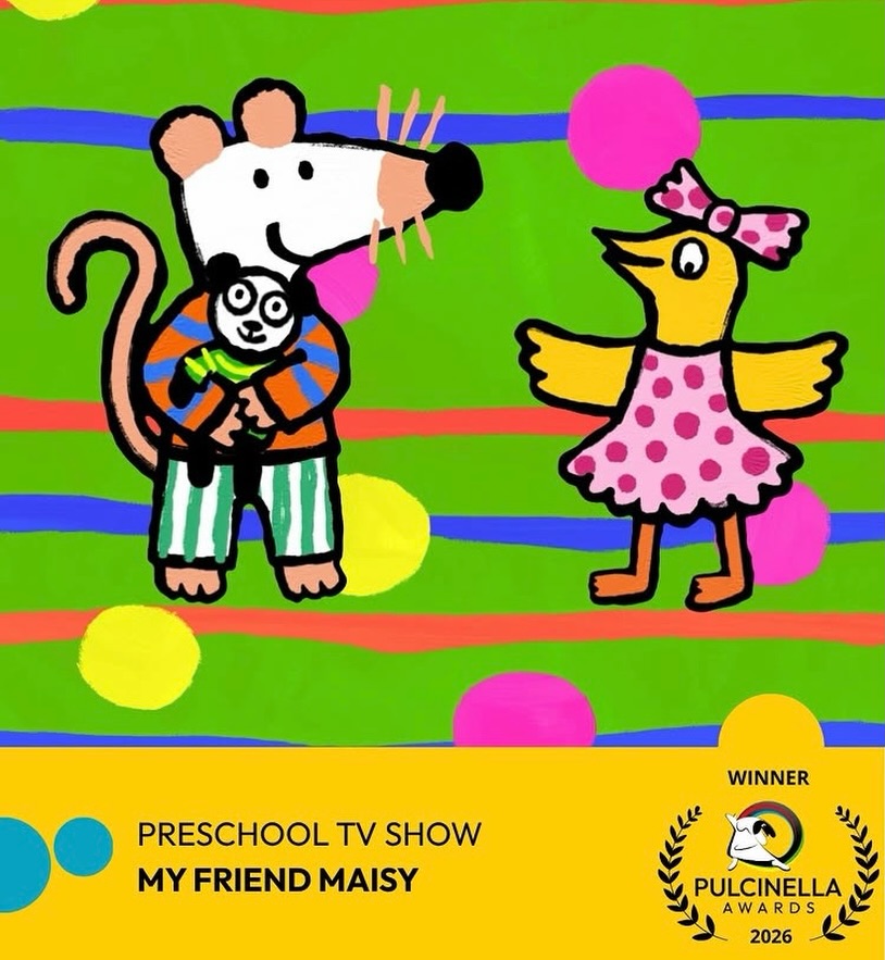 Wowsers!!!!!!!!!! I am absolutely delighted to announce that ‘My Friend Maisy’ has won a Pulcinella Award for Best Preschool TV show at this year’s ‘Cartoons on the Bay Festival’ in Pescara, Italy.
This is INCREDIBLE news🎉 and again, I am SO Happy & Proud to be a part of this wonderful program. ❤️😊
A MASSIVE CONGRATULATIONS to the ENTIRE Team & I can’t WAIT to celebrate with you all.
Happy Monday to You All & Remember…..
‘Follow Your Dreams’❤️🎙️🐾
JP2026 ARTLIFE x
#BBCStudios #myfriendmaisy #Trustbridge #SkyKids