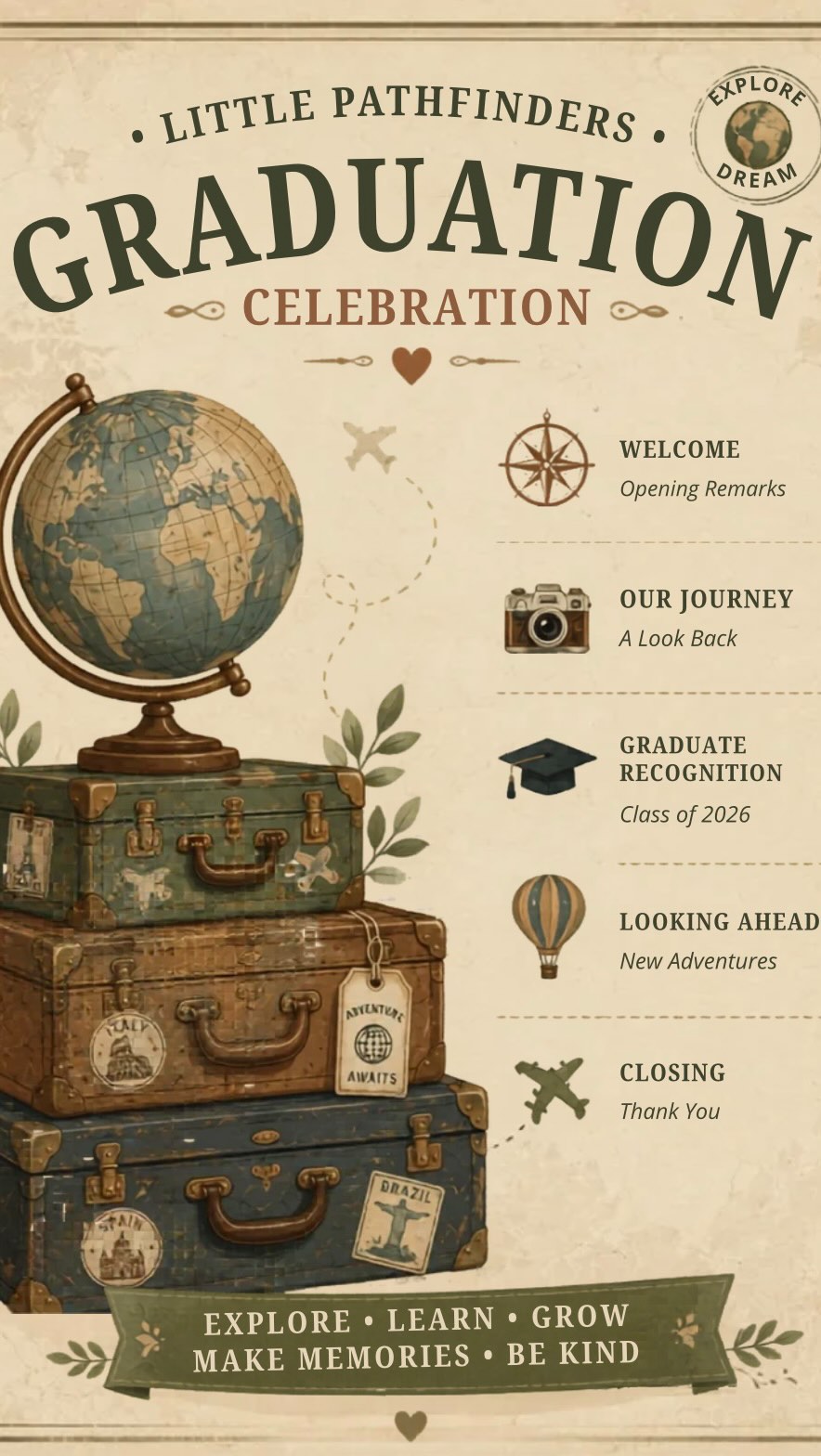 The school year has come to an end, and our Pathfinders are ready for their next adventure. 🩵
Watching you grow, learn, laugh, and discover who you are has been one of our greatest joys. While it’s never easy to say goodbye, we are so excited to see all the amazing things your future holds.
No matter where life takes you, know that you will always be a part of the Little Pathfinders family. Our doors are always open, and we hope you’ll come back and visit.
Congratulations, graduates. We are so proud of you. ✨🎓 Now let’s have an amazing summer! ☀️