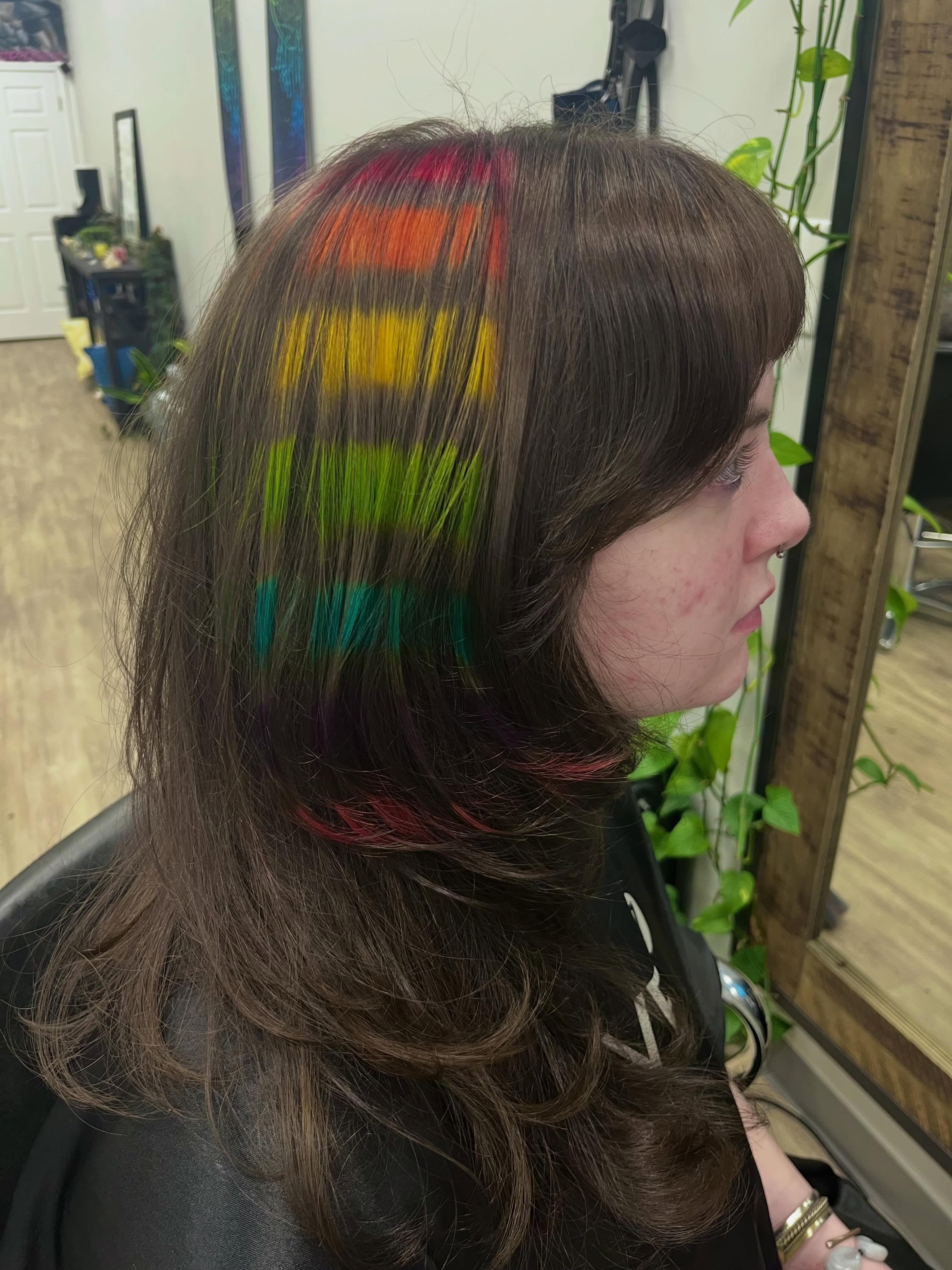 β¨π Emma did THAT. πβ¨
When your client wants a little secret rainbow hidden beneath rich brunette layersβ¦ π
This custom color melt features vibrant panels of red, orange, yellow, green, blue, and violet tucked beneath a glossy brunette canvas. Wear it sleek for a peek of color or toss those layers and let the rainbow shine. π
Bold when you want it.
Professional when you need it.
Magical all the time. β¨
Color by Emma at Everyday Magick Salon.
π Johnson City, TN
π² Book online through the link in our bio.
#EverydayMagickSalon #RainbowHair #HiddenRainbowHair #PeekabooHair #VividsHair CreativeColor JohnsonCityTN TriCitiesTNHair HairMagic ColorSpecialist AlternativeHair RainbowUnderlights SalonMagic EmmaAtEverydayMagick VividsSpecialist
π¦β¨ βBecause sometimes the brightest magic is hidden just beneath the surface.β β¨π¦