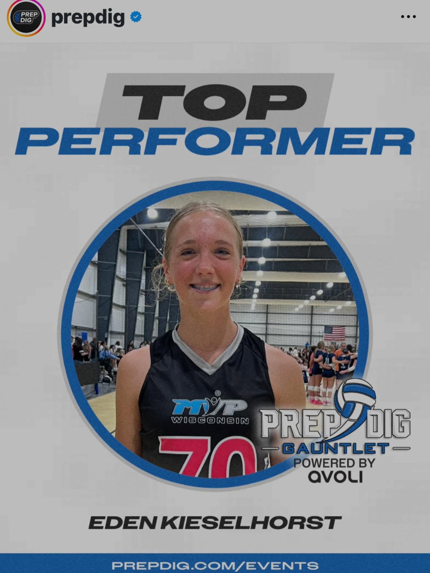 Way to go, Eden! (16 Blue)
Prep Dig Top Performer!