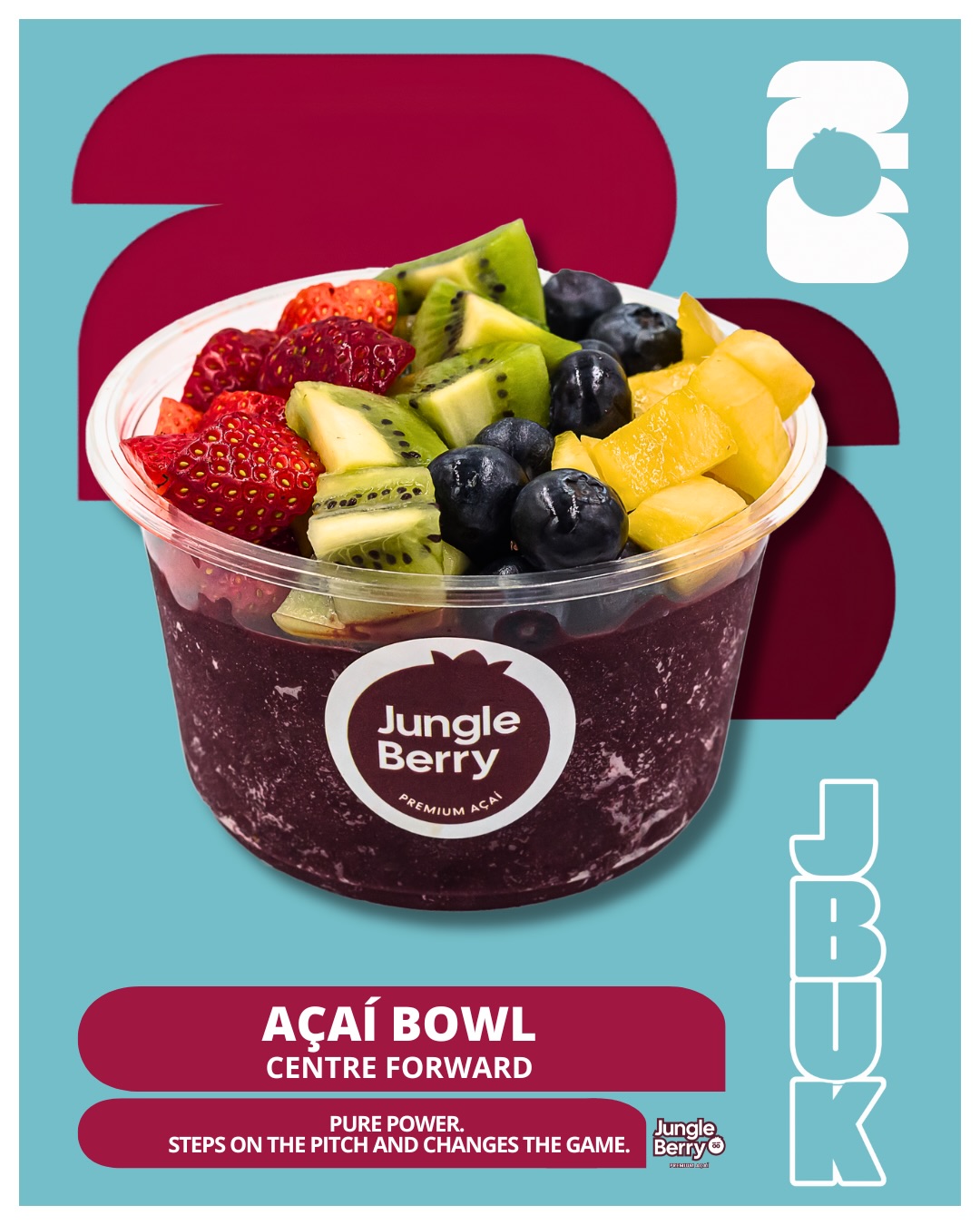 The starting lineup is here. 👀⚽
Meet your first three players… and yes, they’re READY.
⚽ Açaí Bowl - Centre Forward
Pure power. Steps on the pitch and changes the game.
⚽ Protein Shake - Right Winger
Speed and strength. Always in the right place at the right time.
⚽ Smoothie - Left Winger
Creative, fluid, impossible to stop.
The Jungle Berry squad is coming together - and trust us, this team doesn’t lose. 🏆
Stay tuned. More stickers dropping soon. 👇
#JungleBerry #WorldCup2026 #JBSquad #SuperfoodSeason #FuelYourGame
Three Jungle Berry UK sticker cards styled like a World Cup Panini collection, featuring the Açaí Bowl as Centre Forward, Protein Shake as Right Winger, and Smoothie as Left Winger, each with a short player description on a teal and dark red branded background.