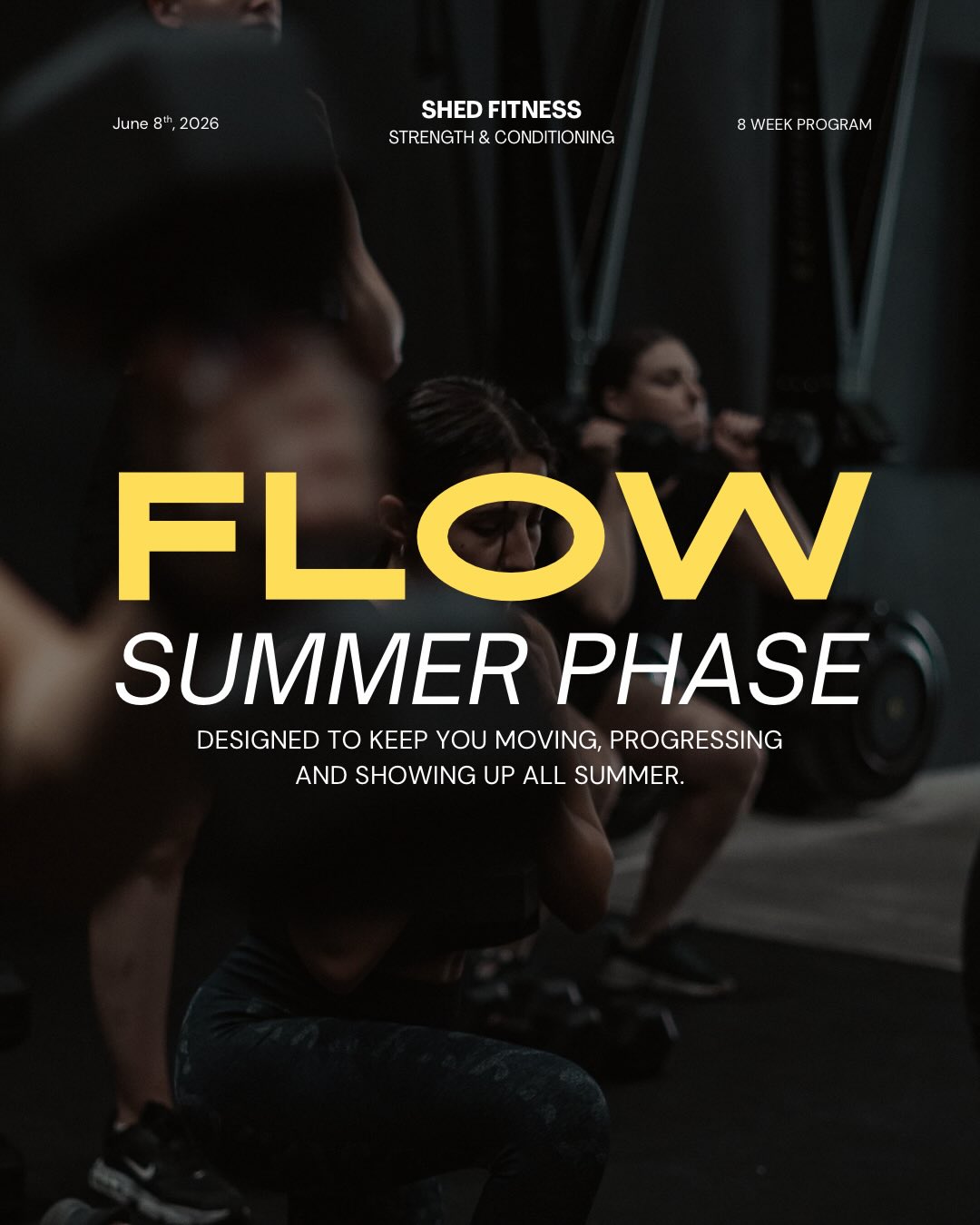 FLOW
Progress is rarely built during moments of motivation.
It’s built through consistent exposure to quality training.
This summer, our focus shifts towards maintaining momentum, improving fitness and continuing to develop the foundations that support long-term performance.
8 weeks.
One objective.
Keep moving forward.
08.06.26 — 02.08.26